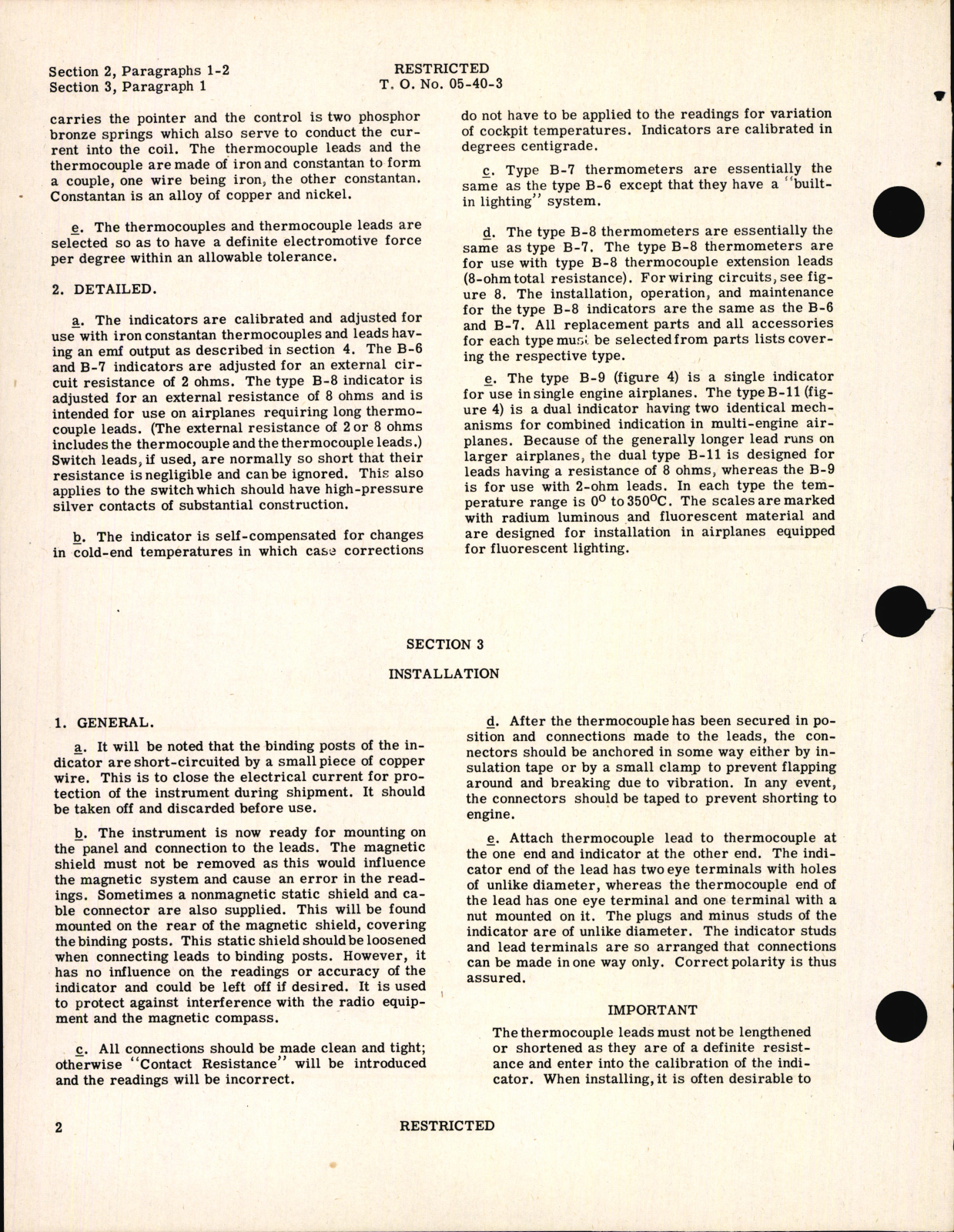Sample page 8 from AirCorps Library document: Handbook of Instructions with Parts Catalog for Thermocouple Thermometers