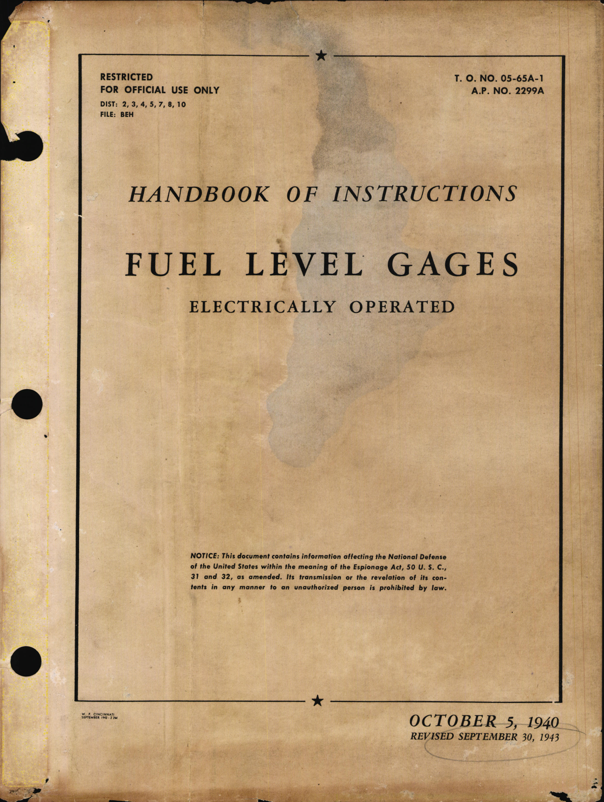 Sample page 1 from AirCorps Library document: Handbook of Instructions for Fuel Level Gages (Electrically Operated)