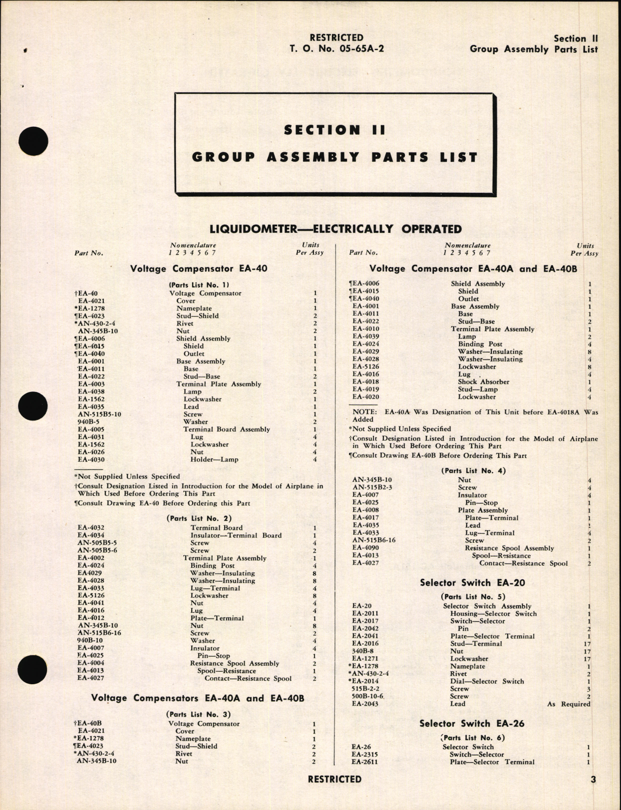 Sample page 5 from AirCorps Library document: Parts Catalog for Electrically Operated Fuel Level Gages