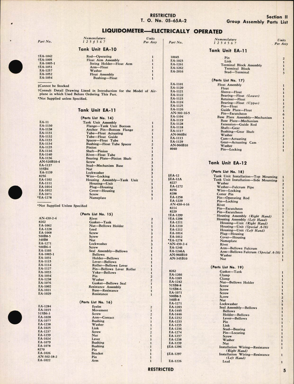 Sample page 7 from AirCorps Library document: Parts Catalog for Electrically Operated Fuel Level Gages