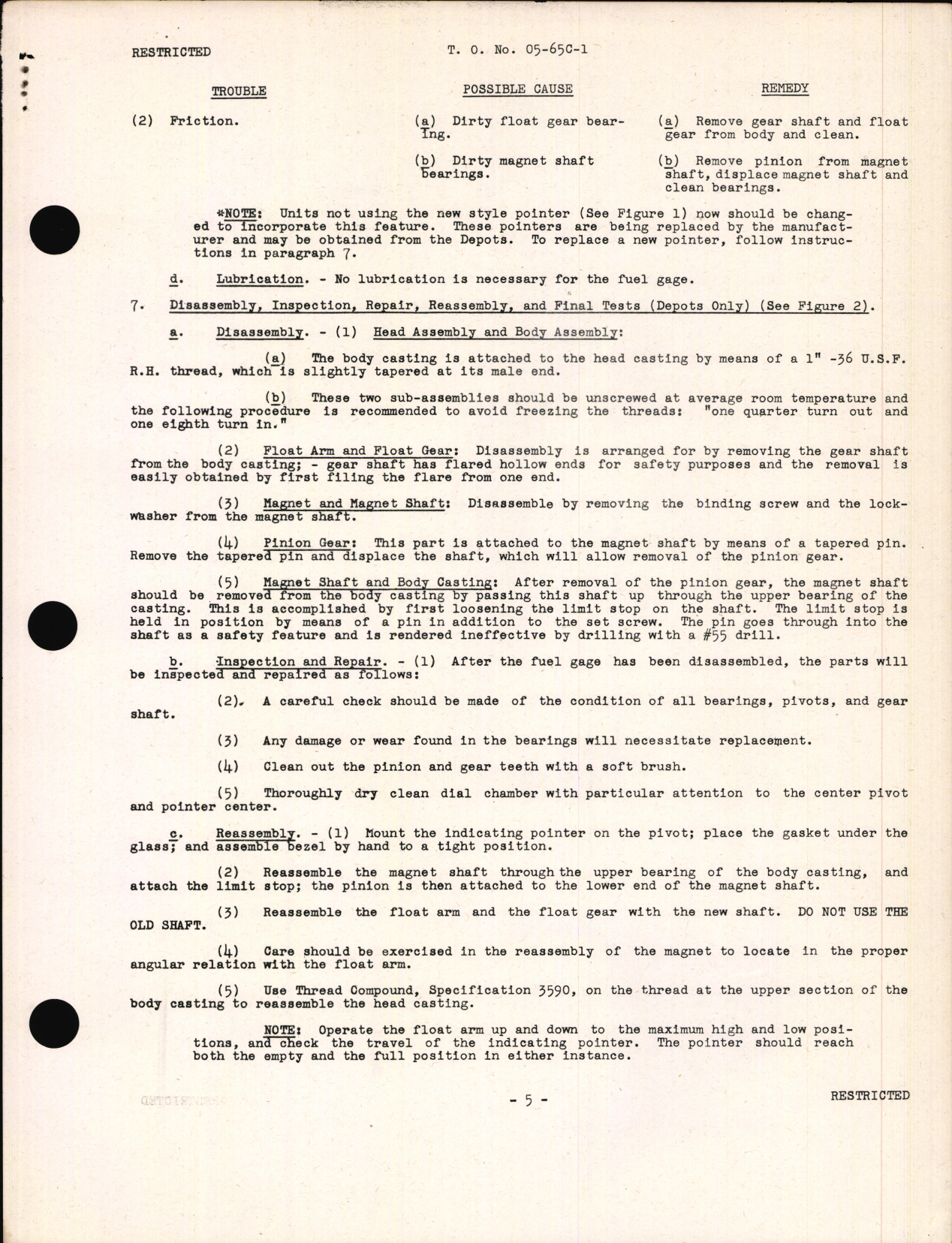 Sample page 7 from AirCorps Library document: Handbook of Instructions with Assembly Parts List for Direct Reading Fuel Gage Model 154-A