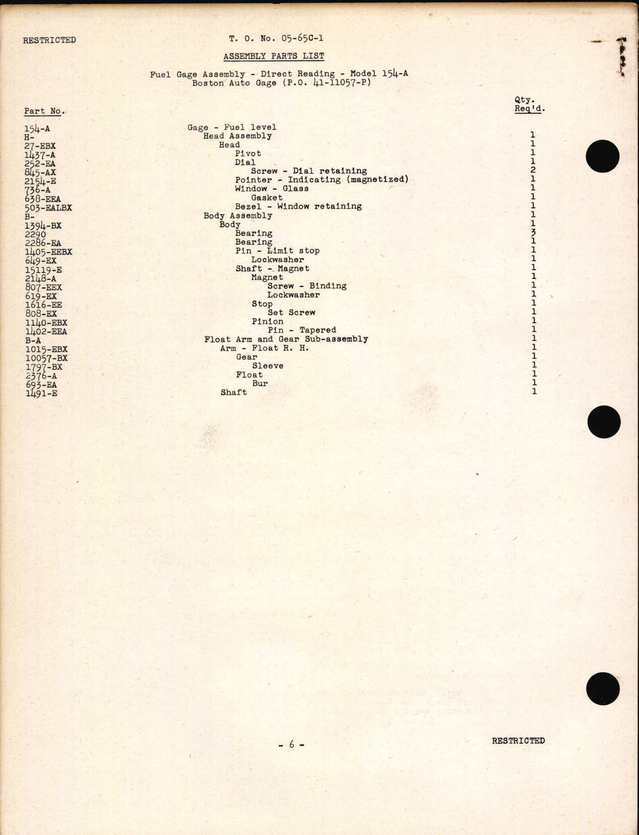 Sample page 8 from AirCorps Library document: Handbook of Instructions with Assembly Parts List for Direct Reading Fuel Gage Model 154-A