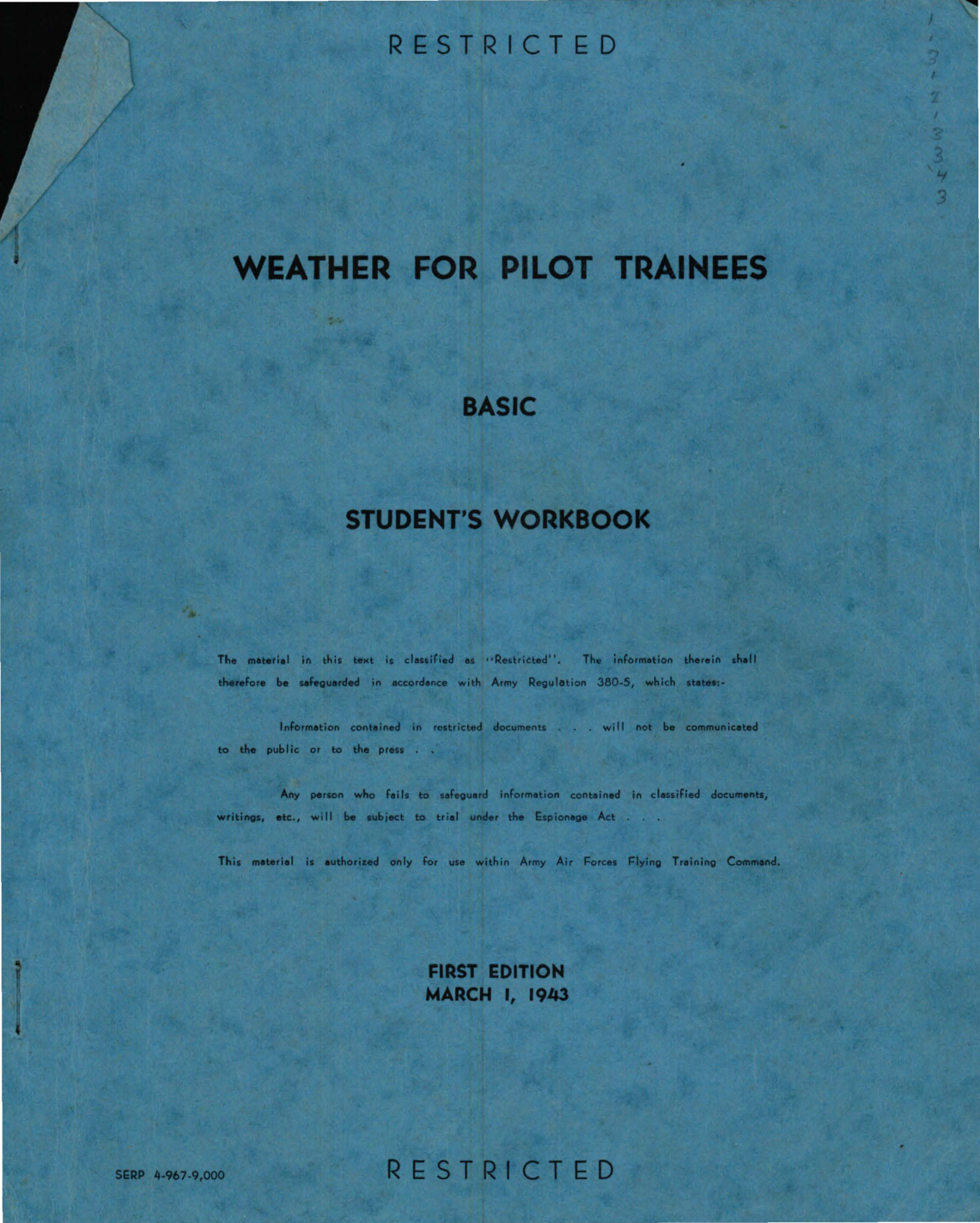 Sample page 1 from AirCorps Library document: Basic Weather for Pilot Trainees, Student's Workbook