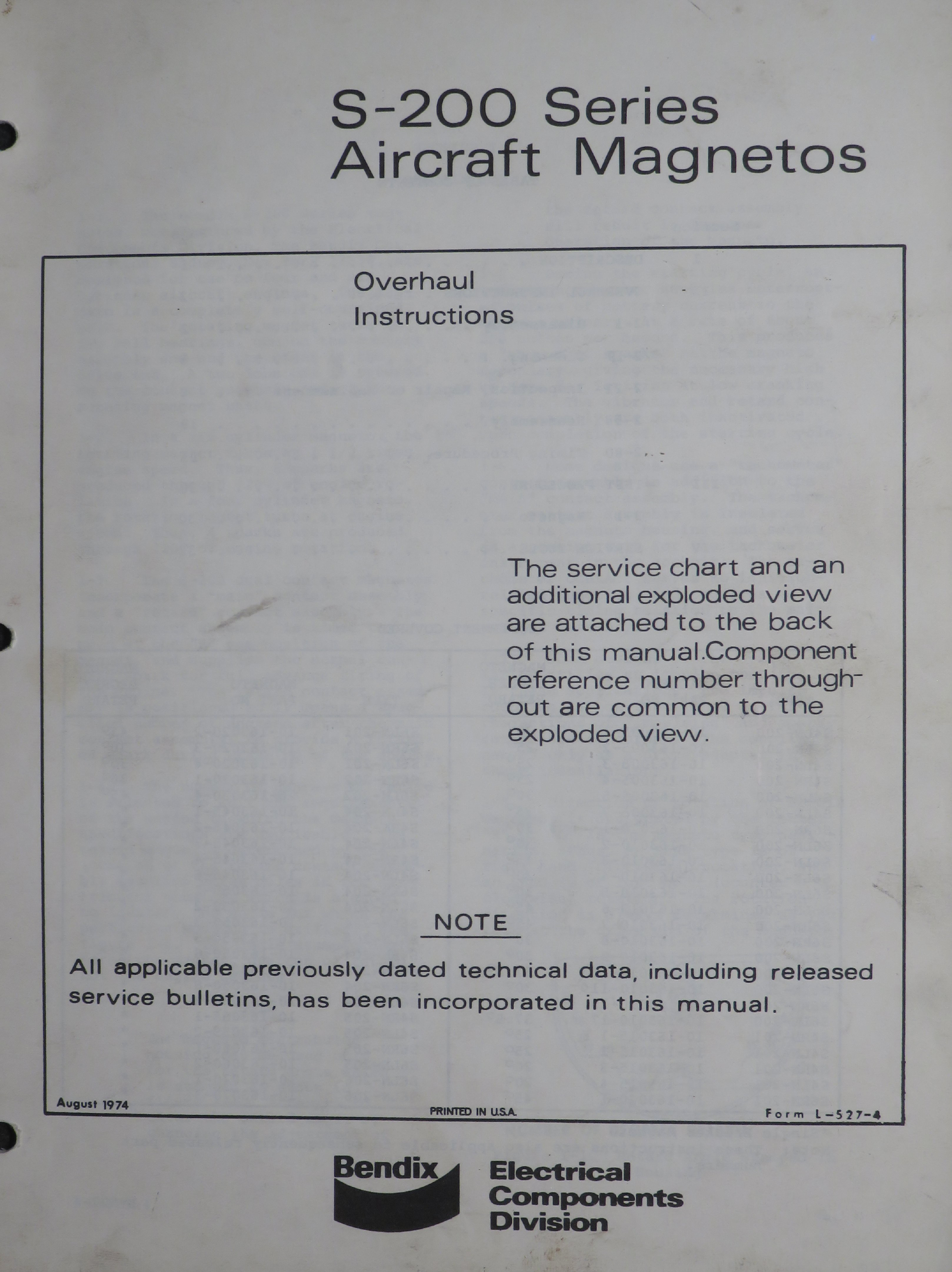 Sample page 1 from AirCorps Library document: Overhaul Instructions for Bendix S-200 Series Magnetos