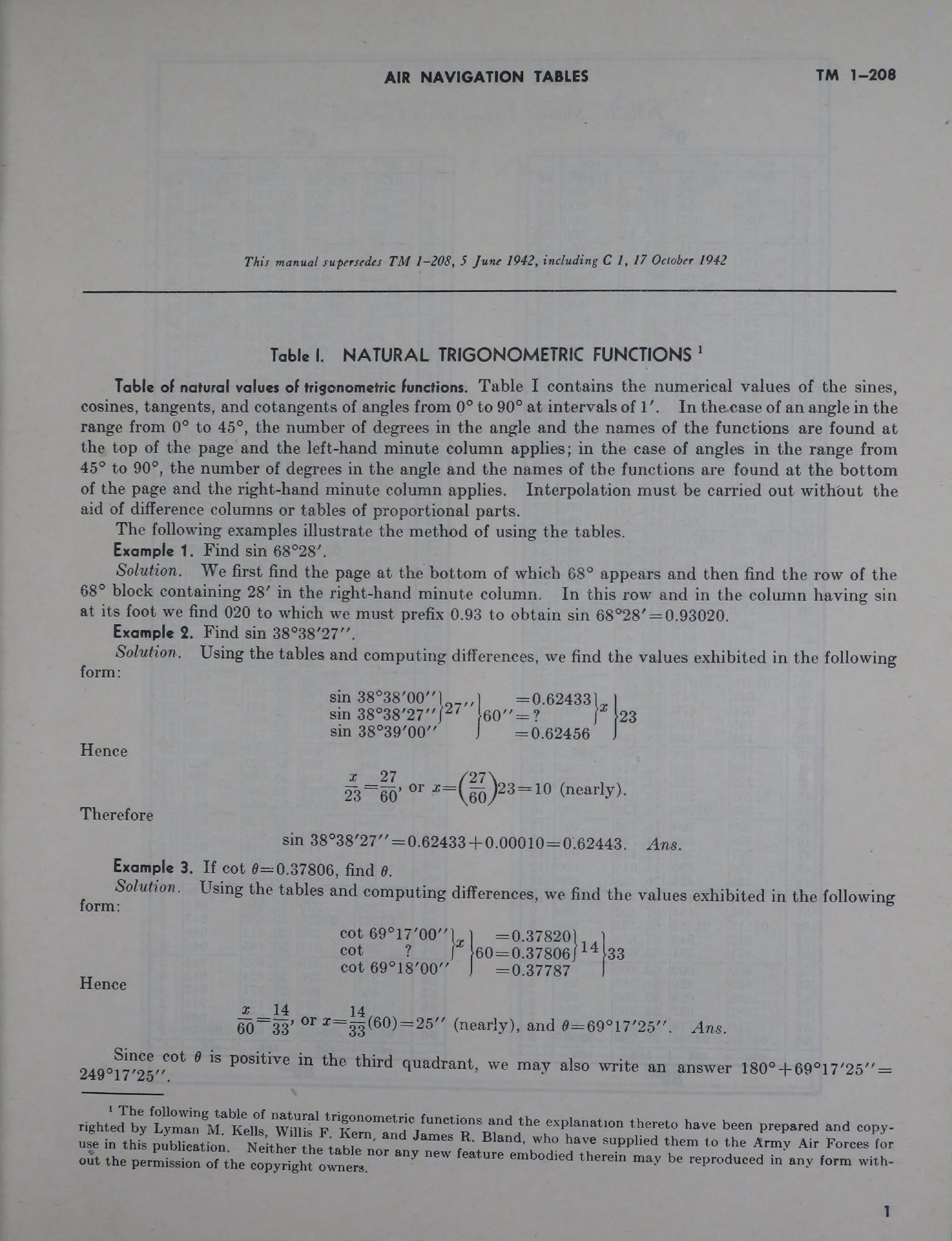 Sample page 5 from AirCorps Library document: Air Navigation Tables
