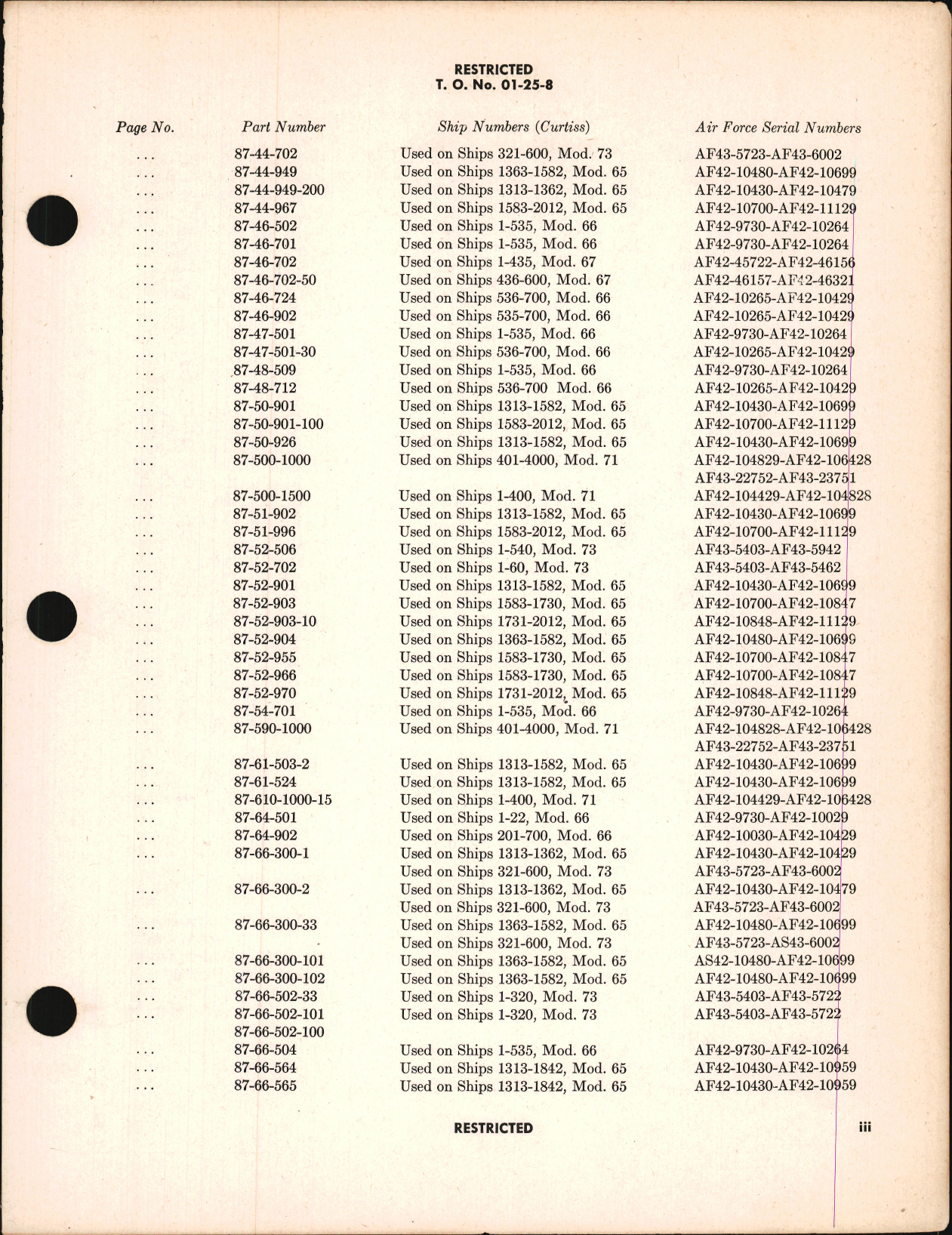 Sample page 5 from AirCorps Library document: Interchangeable Parts List for P-40 Series, C-46, and P-47G