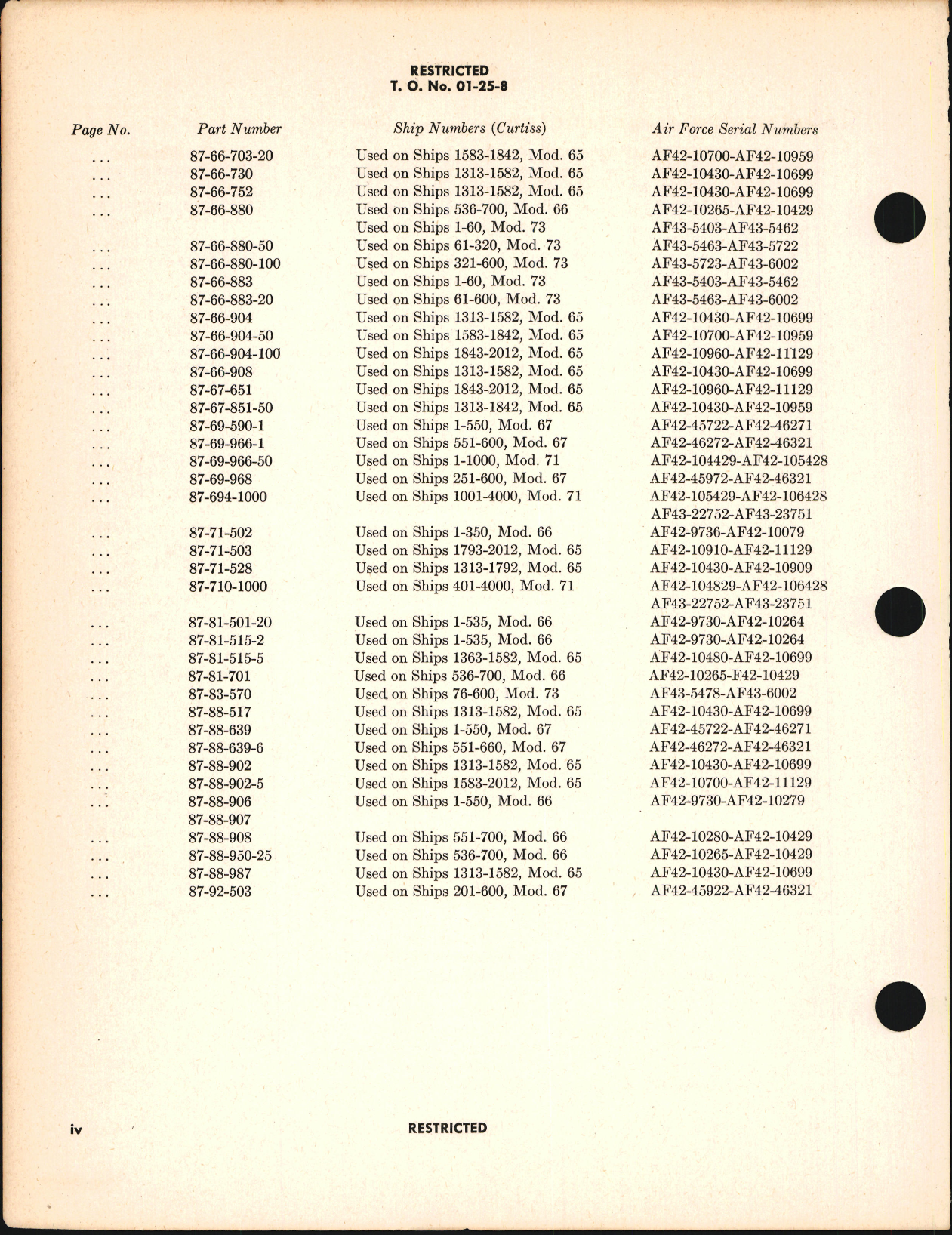 Sample page 6 from AirCorps Library document: Interchangeable Parts List for P-40 Series, C-46, and P-47G