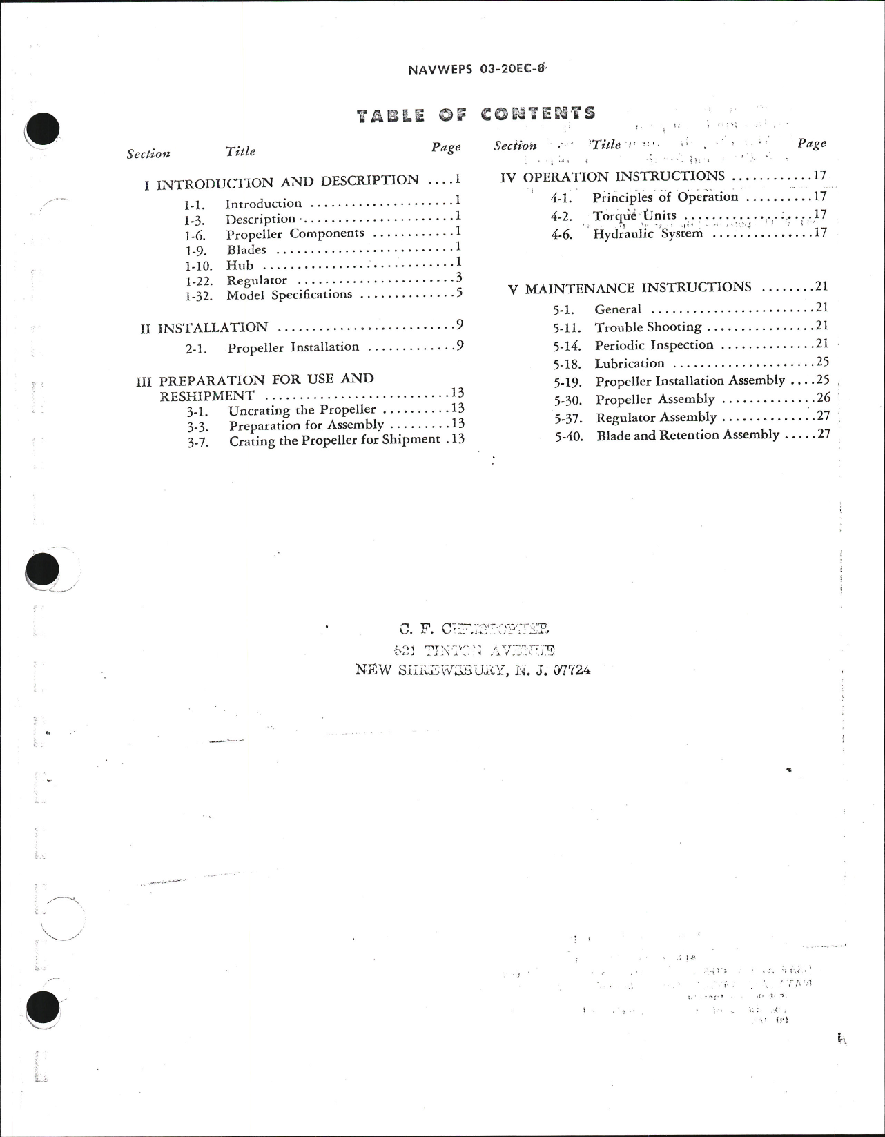 Sample page 5 from AirCorps Library document: Operation and Maintenance Instructions for Allison Hydraulic Propeller Model A642-G805