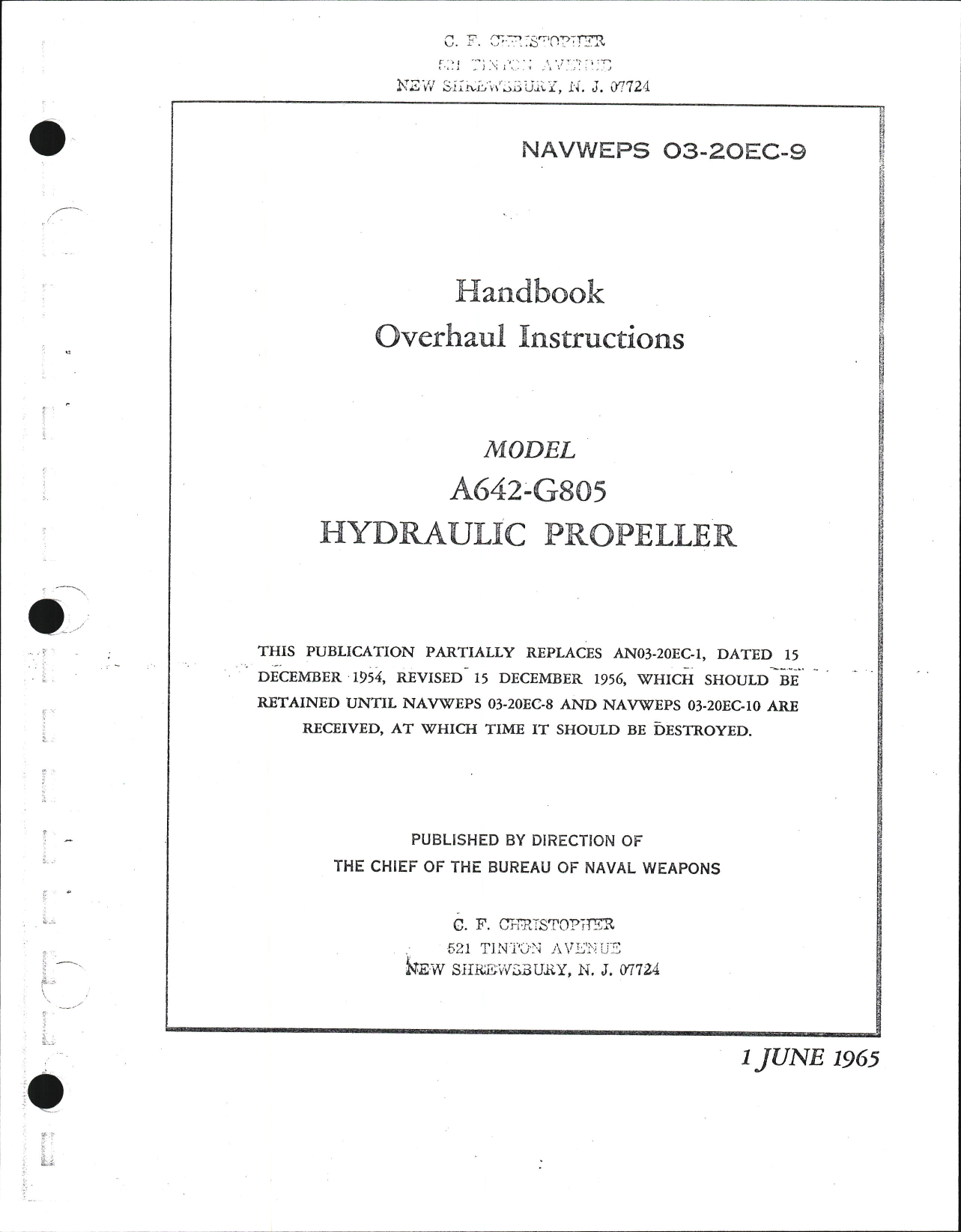 Sample page 5 from AirCorps Library document: Overhaul Instructions for Allison Hydraulic Propeller Model A642-G805