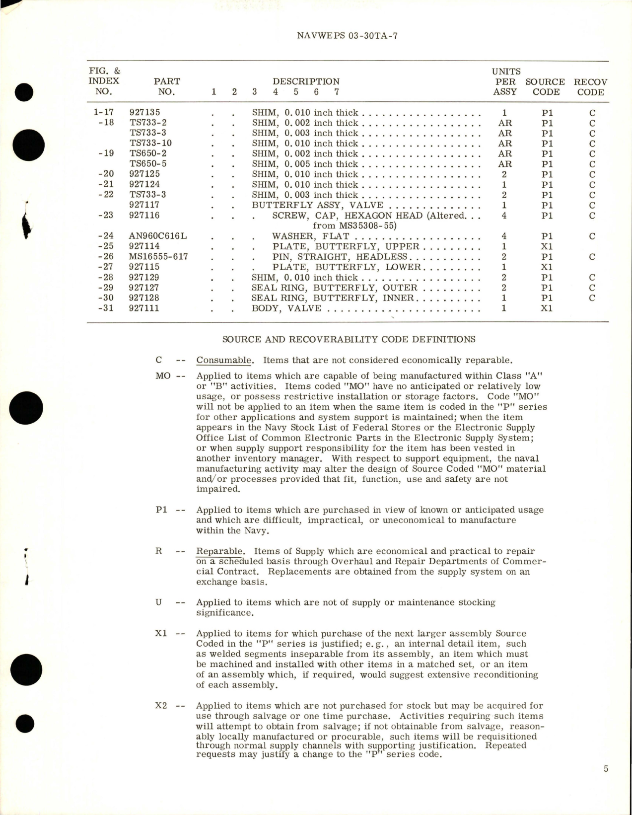 Sample page 5 from AirCorps Library document: Overhaul Instructions with Parts Breakdown for Butterfly Valve - Part 927T100