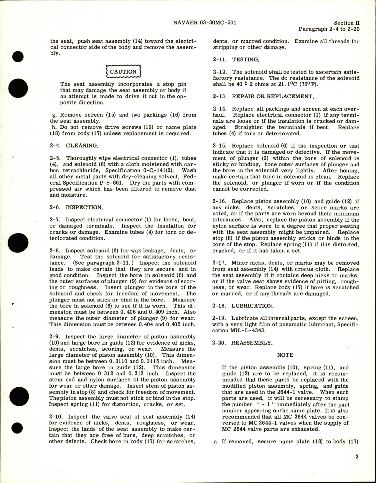 Sample page 5 from AirCorps Library document: Overhaul Instructions for Solenoid Operated Pneumatic Shutoff Valve - Parts MC 2644 and MC 2644-1