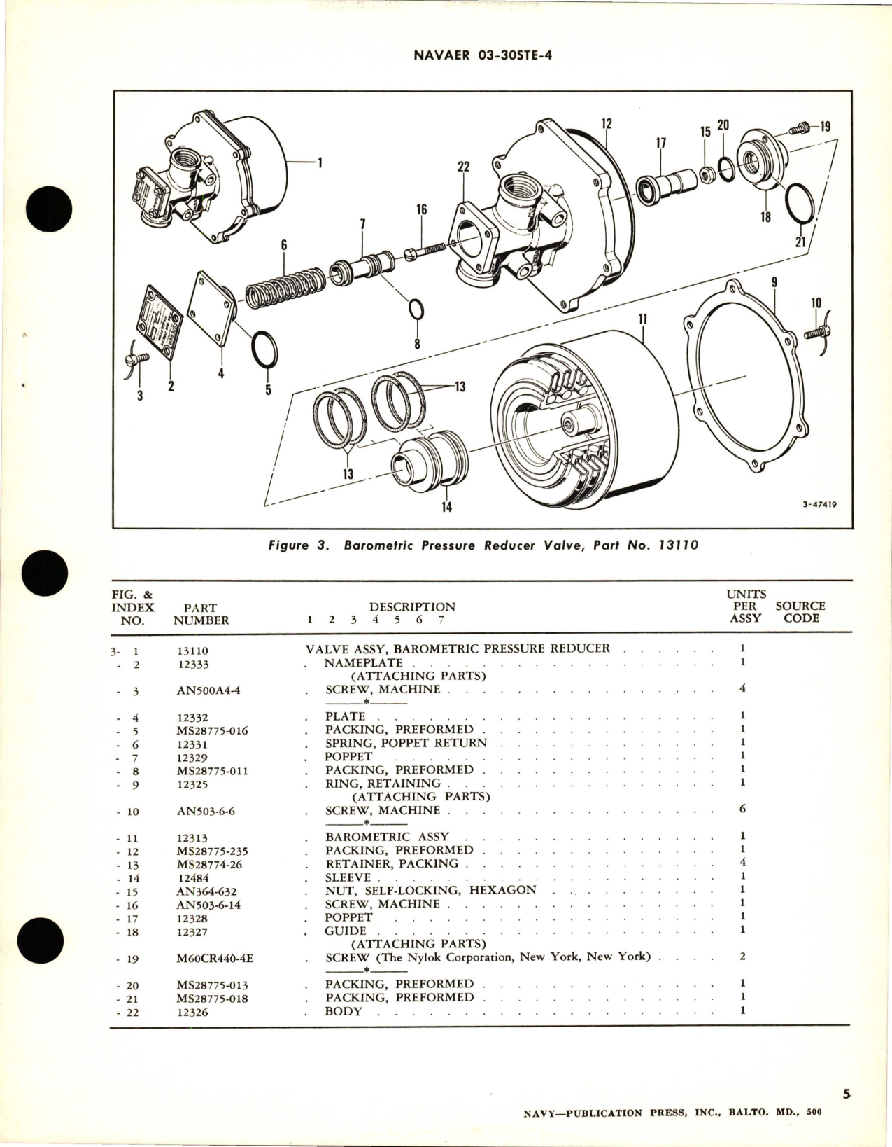 Sample page 5 from AirCorps Library document: Overhaul Instructions with Parts Breakdown for Barometric Pressure Reducer Valve - Part 13110