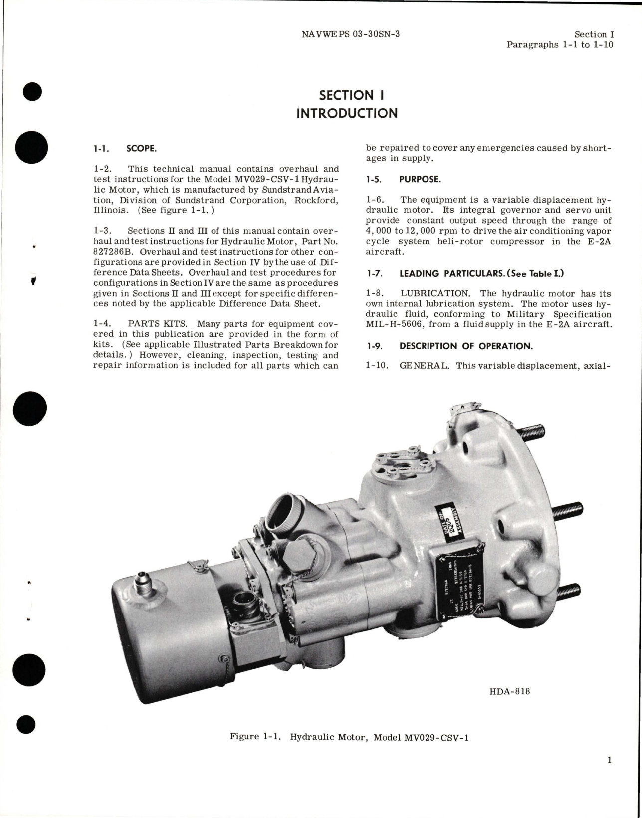 Sample page 5 from AirCorps Library document: Overhaul Instructions for Hydraulic Motor - Model MV029-CSV-1 - Part 827286B