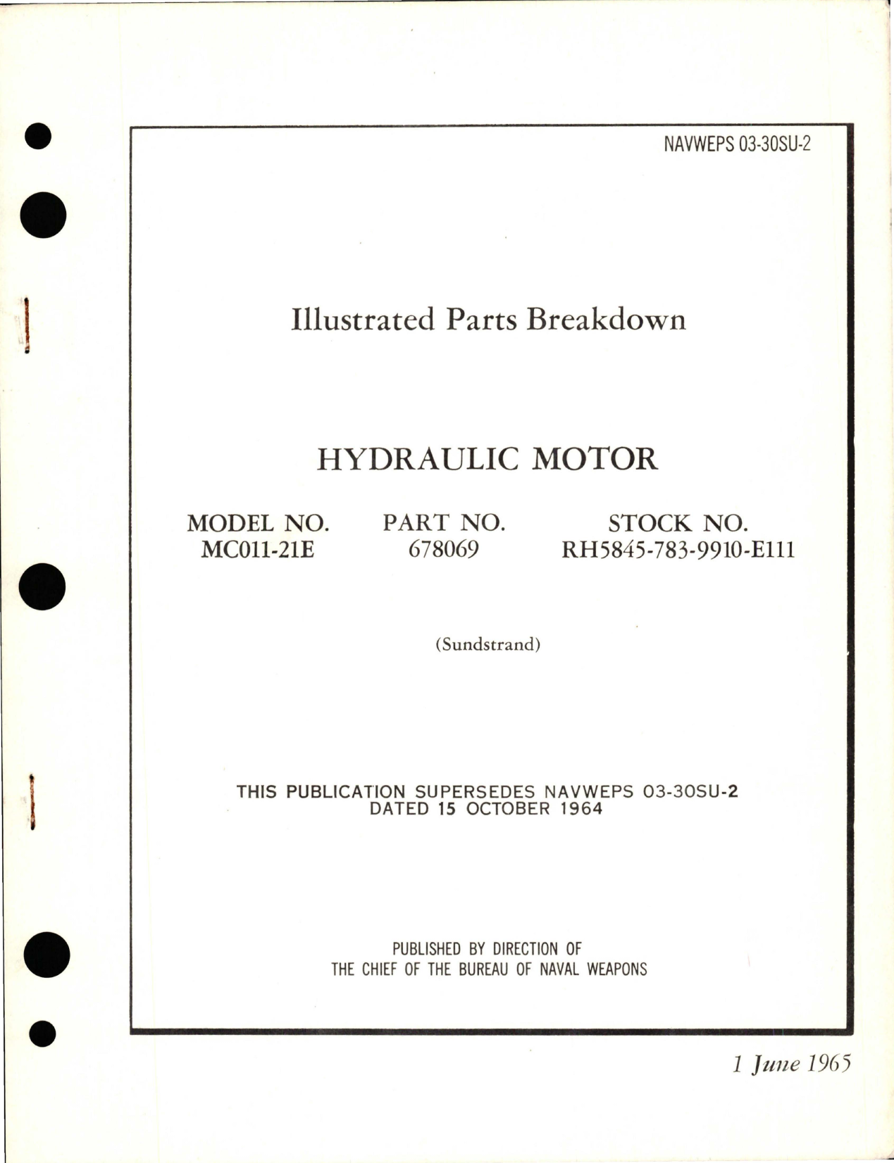 Sample page 1 from AirCorps Library document: Illustrated Parts Breakdown for Hydraulic Motor - Model MC011-21E - Part 678069
