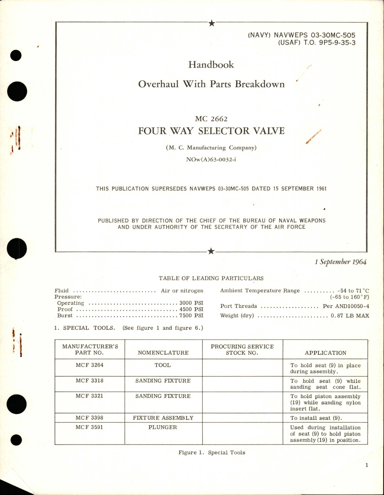 Sample page 1 from AirCorps Library document: Overhaul with Parts Breakdown for Four Way Selector Valve - MC 2662 
