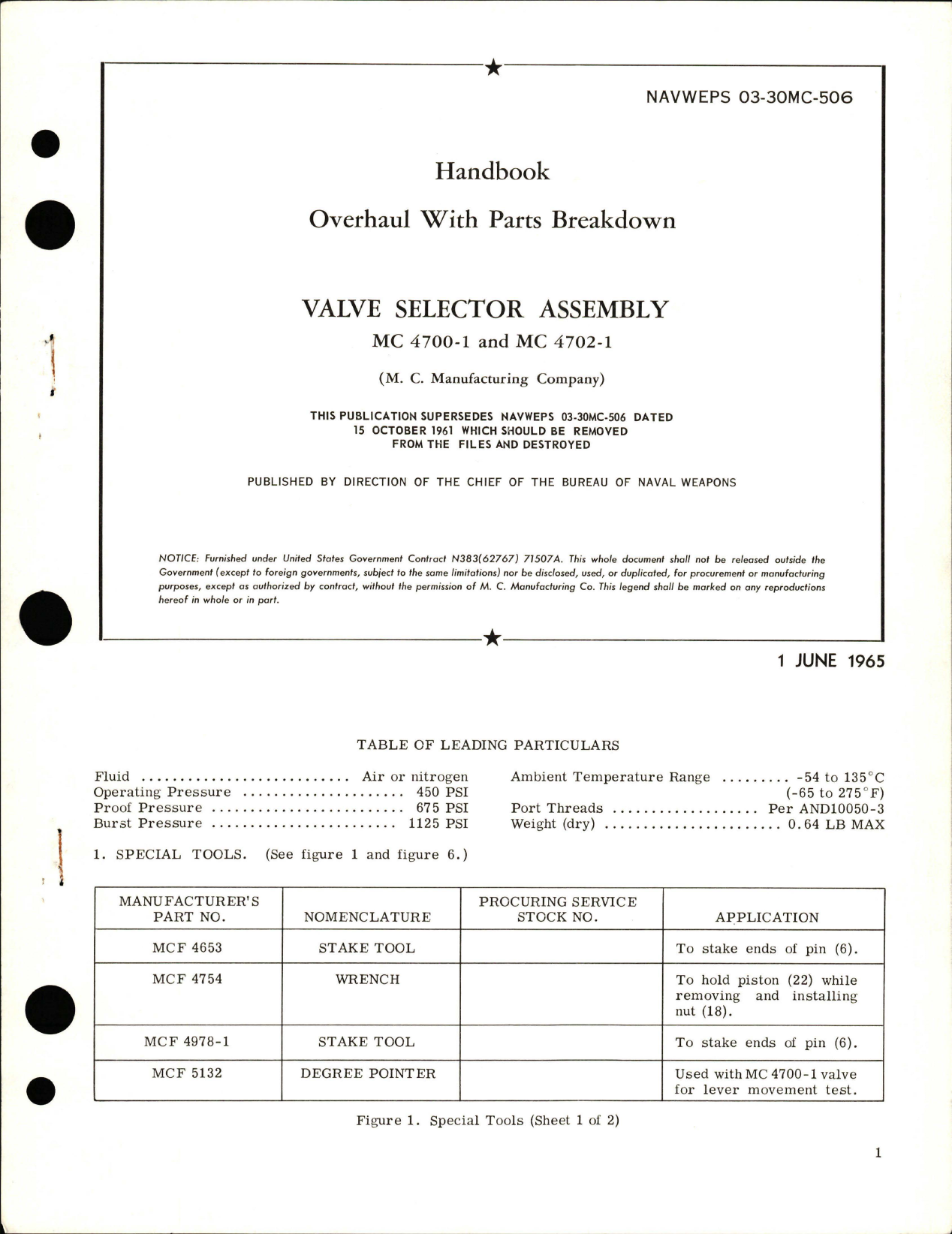 Sample page 1 from AirCorps Library document: Overhaul with Parts Breakdown for Valve Selector Assembly - MC 4700-1 and MC 4702-1
