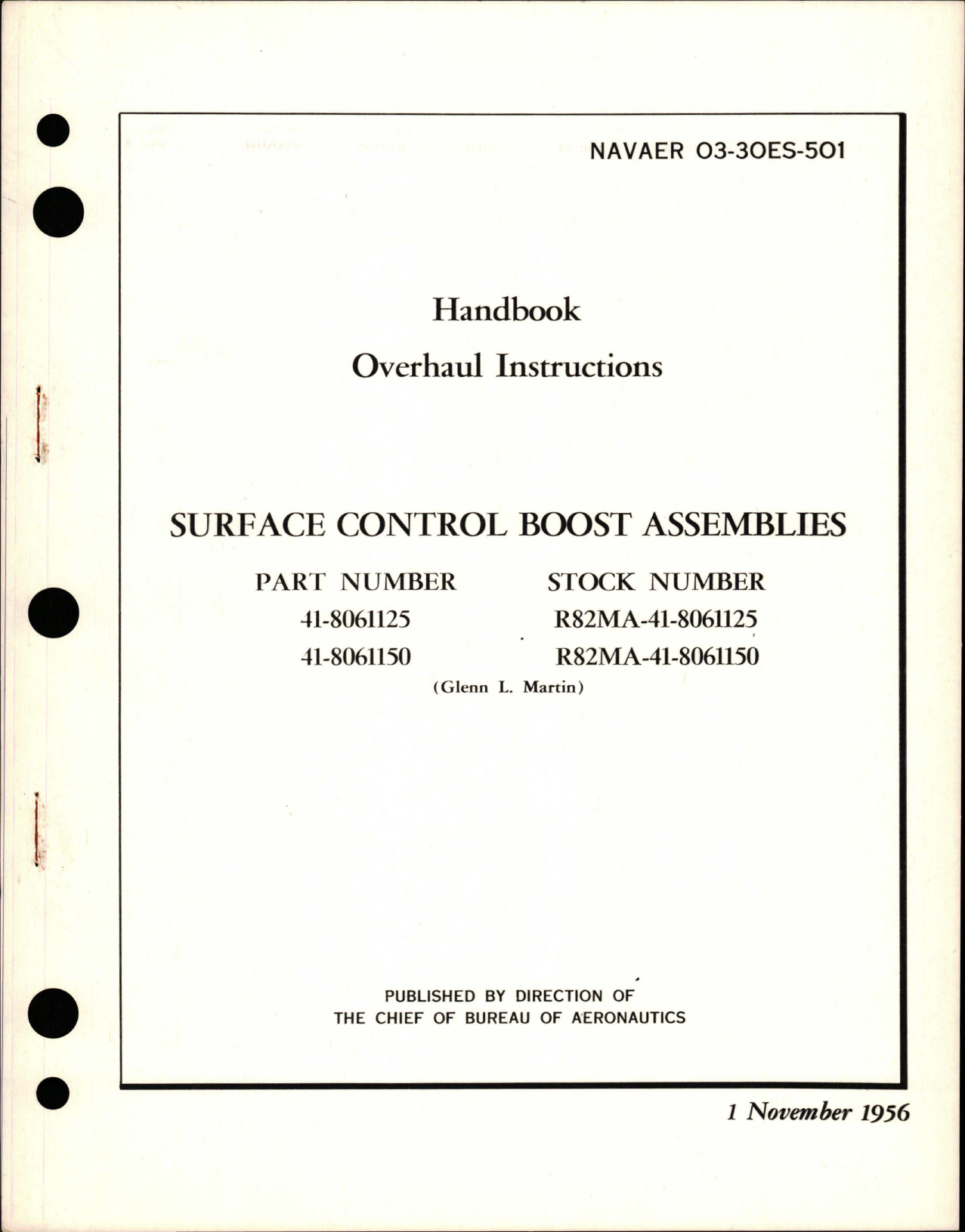 Sample page 1 from AirCorps Library document: Overhaul Instructions for Surface Control Boost Assembly - Parts 41-8061125 and 41-8061150