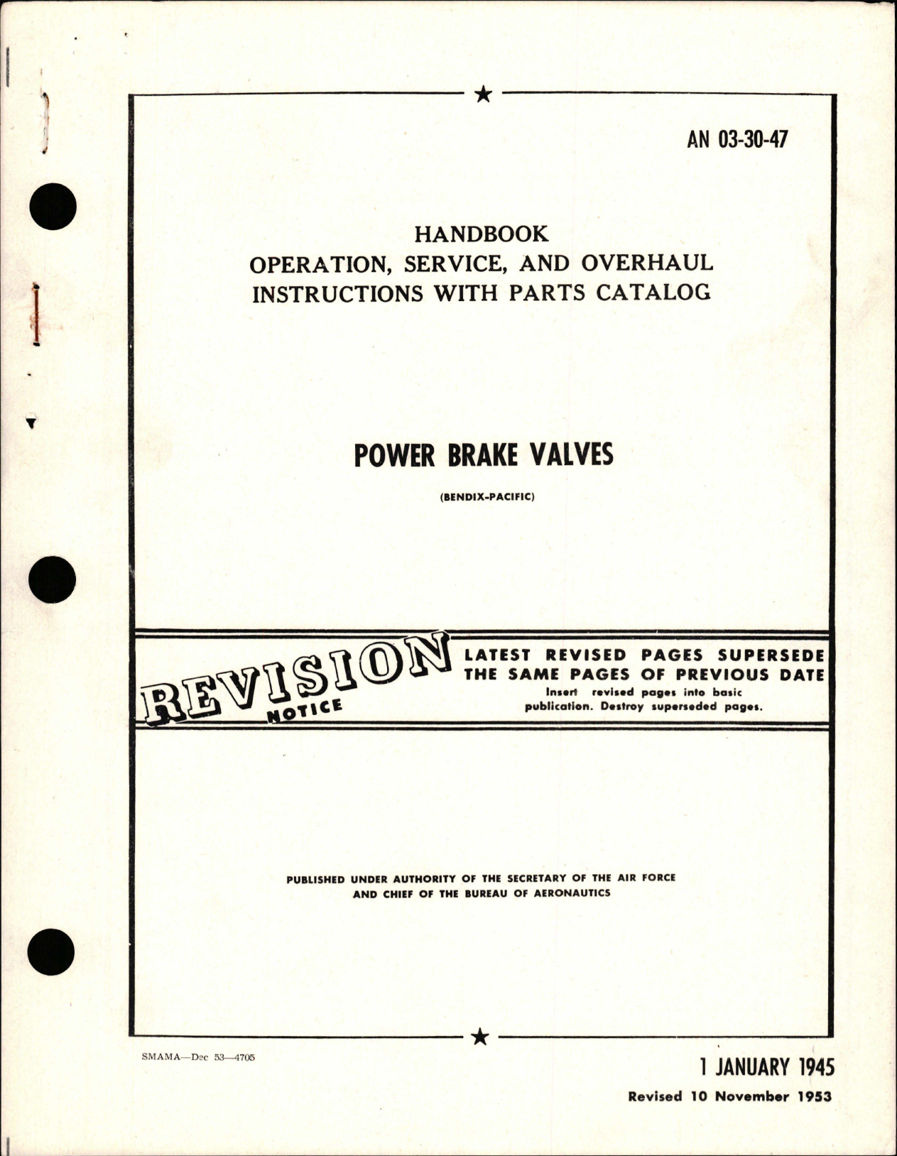 Sample page 1 from AirCorps Library document: Operation, Service, and Overhaul Instructions with Parts Catalog for Power Brake Valves