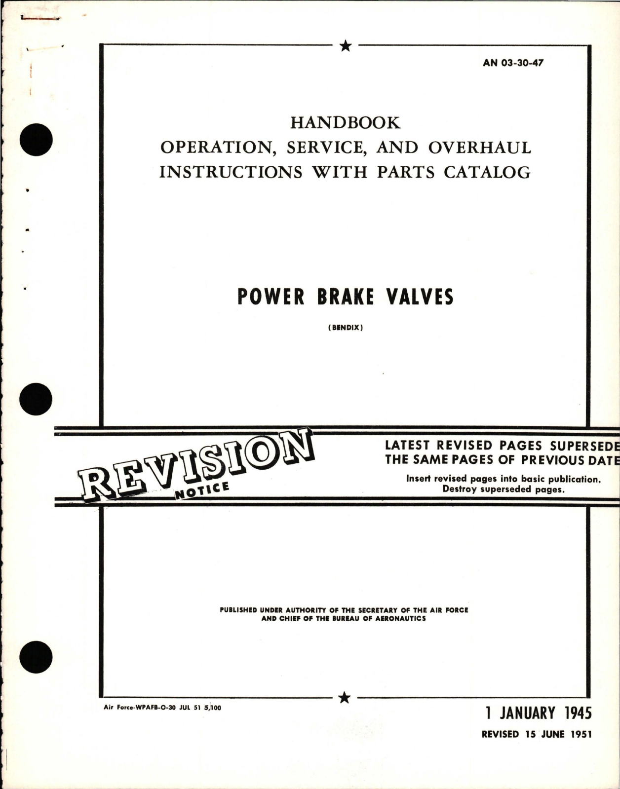 Sample page 1 from AirCorps Library document: Operation, Service, and Overhaul Instructions with Parts Catalog for Power Brake Valves
