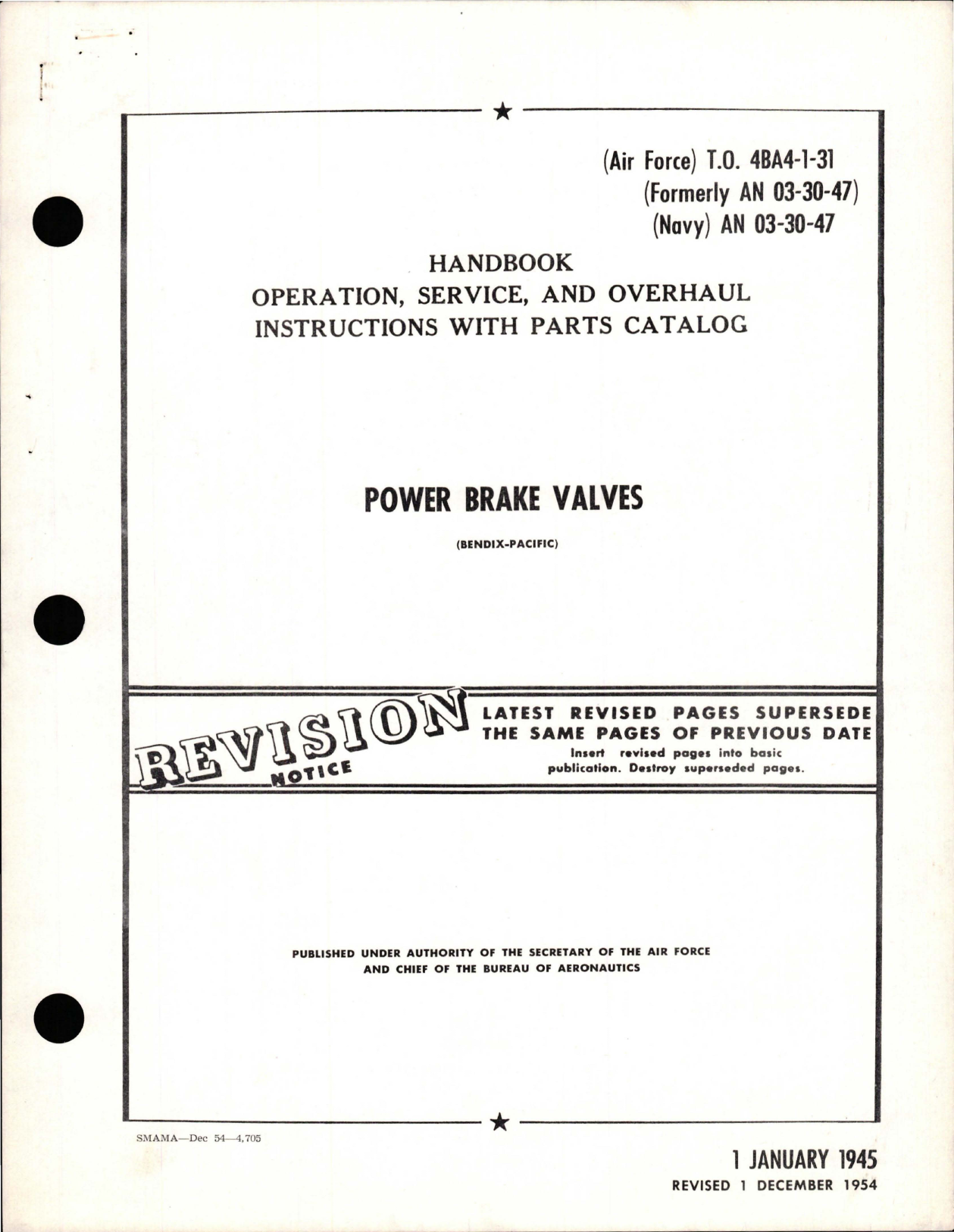 Sample page 1 from AirCorps Library document: Operation, Service, and Overhaul Instructions with Parts Catalog for Power Brake Valves