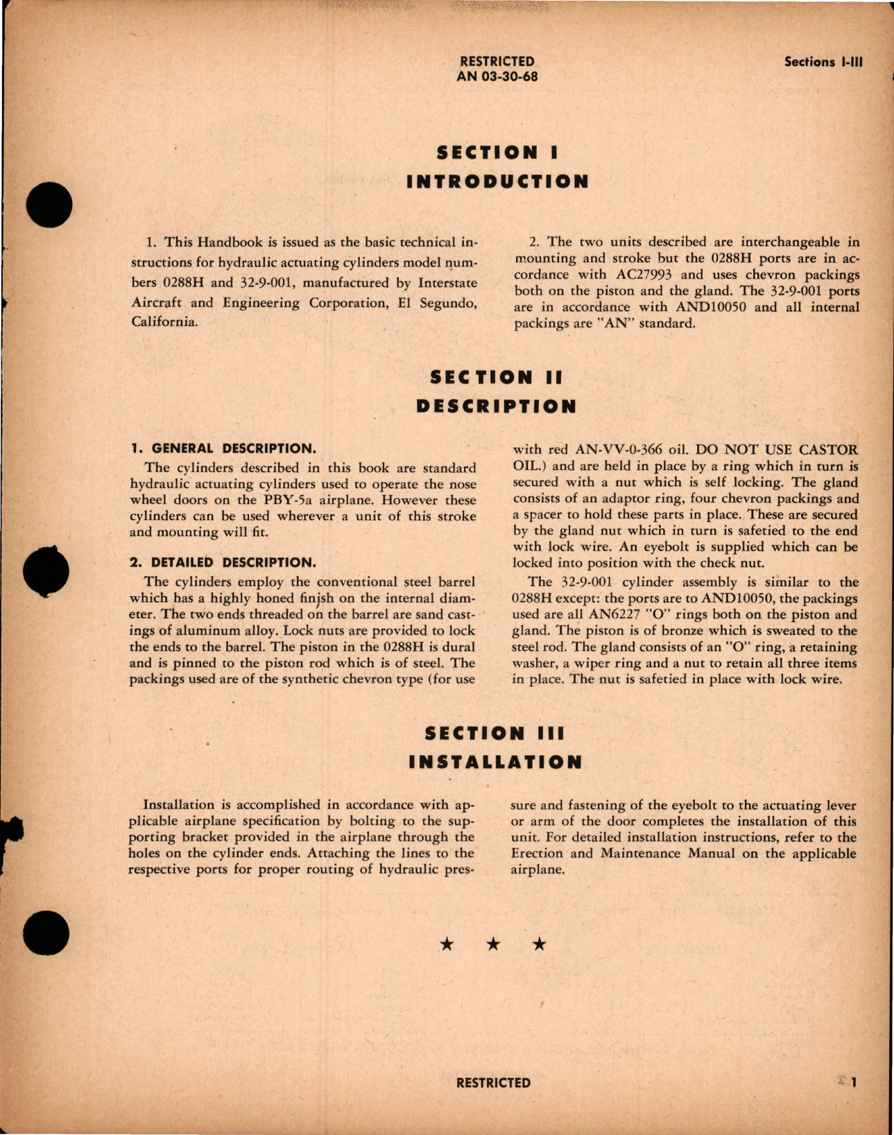 Sample page 5 from AirCorps Library document: Instructions with Parts Catalog for Hydraulic Actuating Cylinders - Models 0288 H and 32-9-001