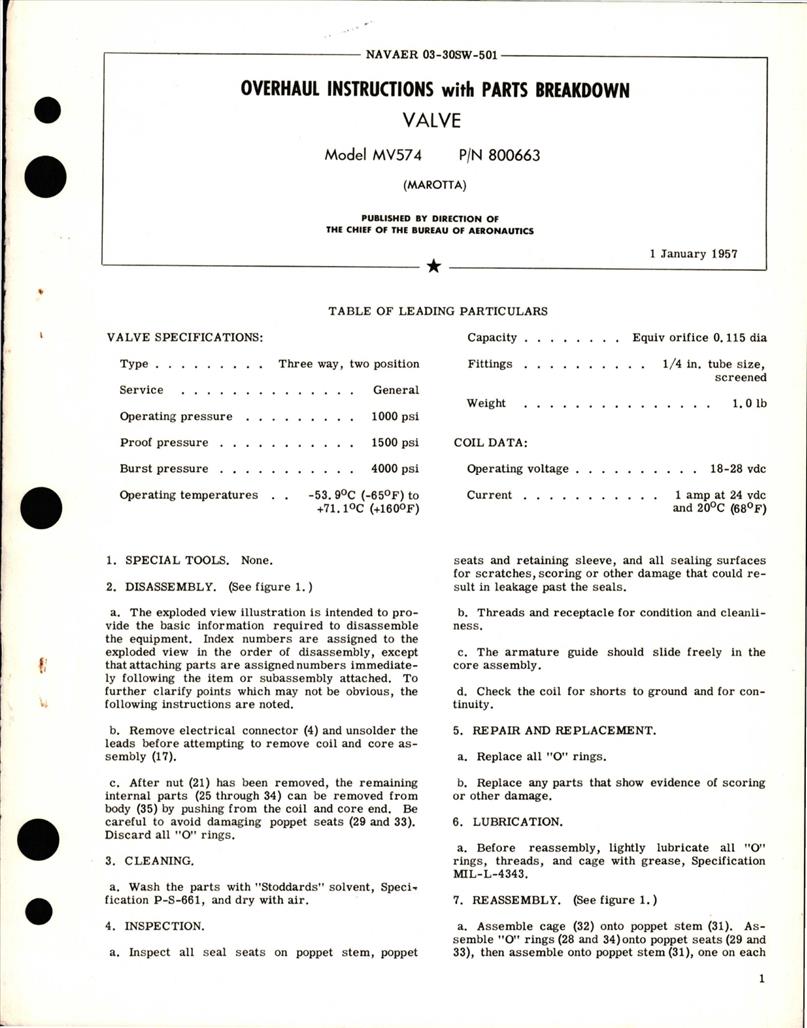 Overhaul Instructions with Parts Breakdown for Valve - Model MV574 ...