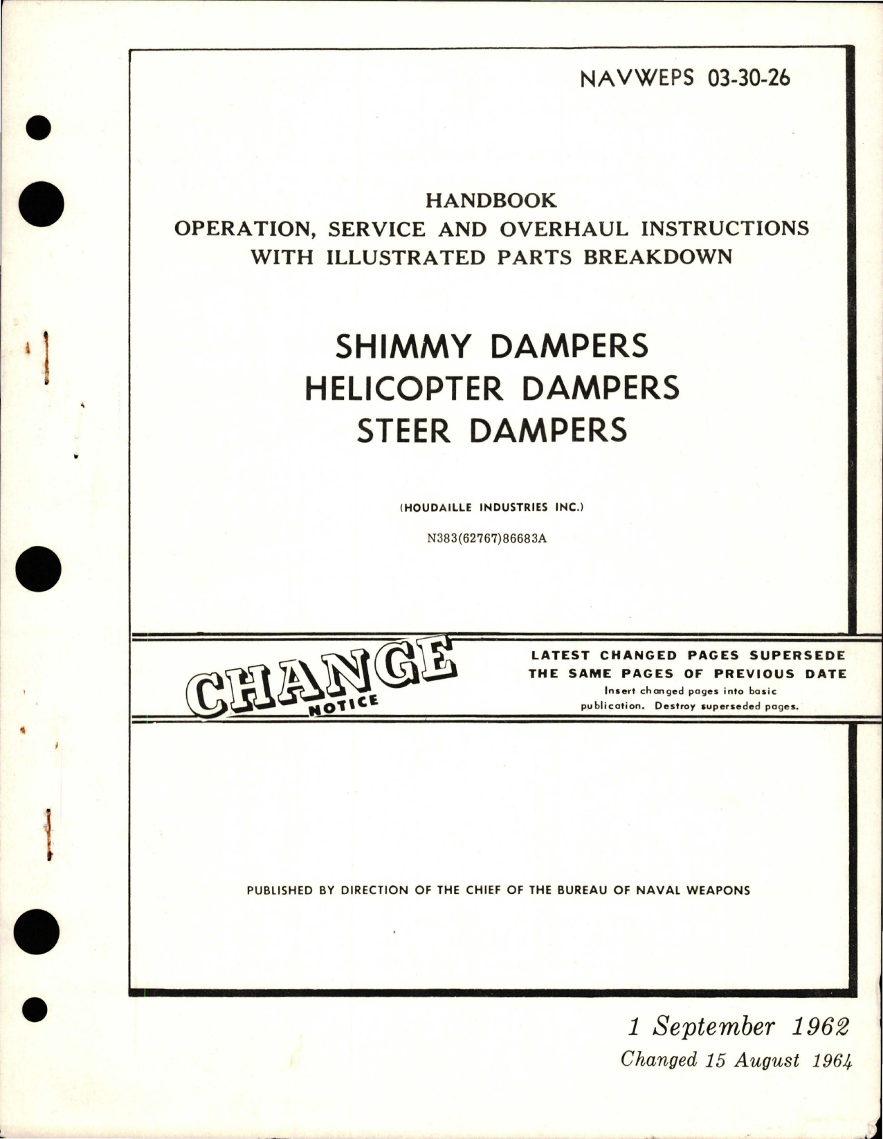 Sample page 1 from AirCorps Library document: Operation, Service and Overhaul Instructions with Illustrated Parts for Shimmy Dampers - Helicopter Dampers - Steer Dampers