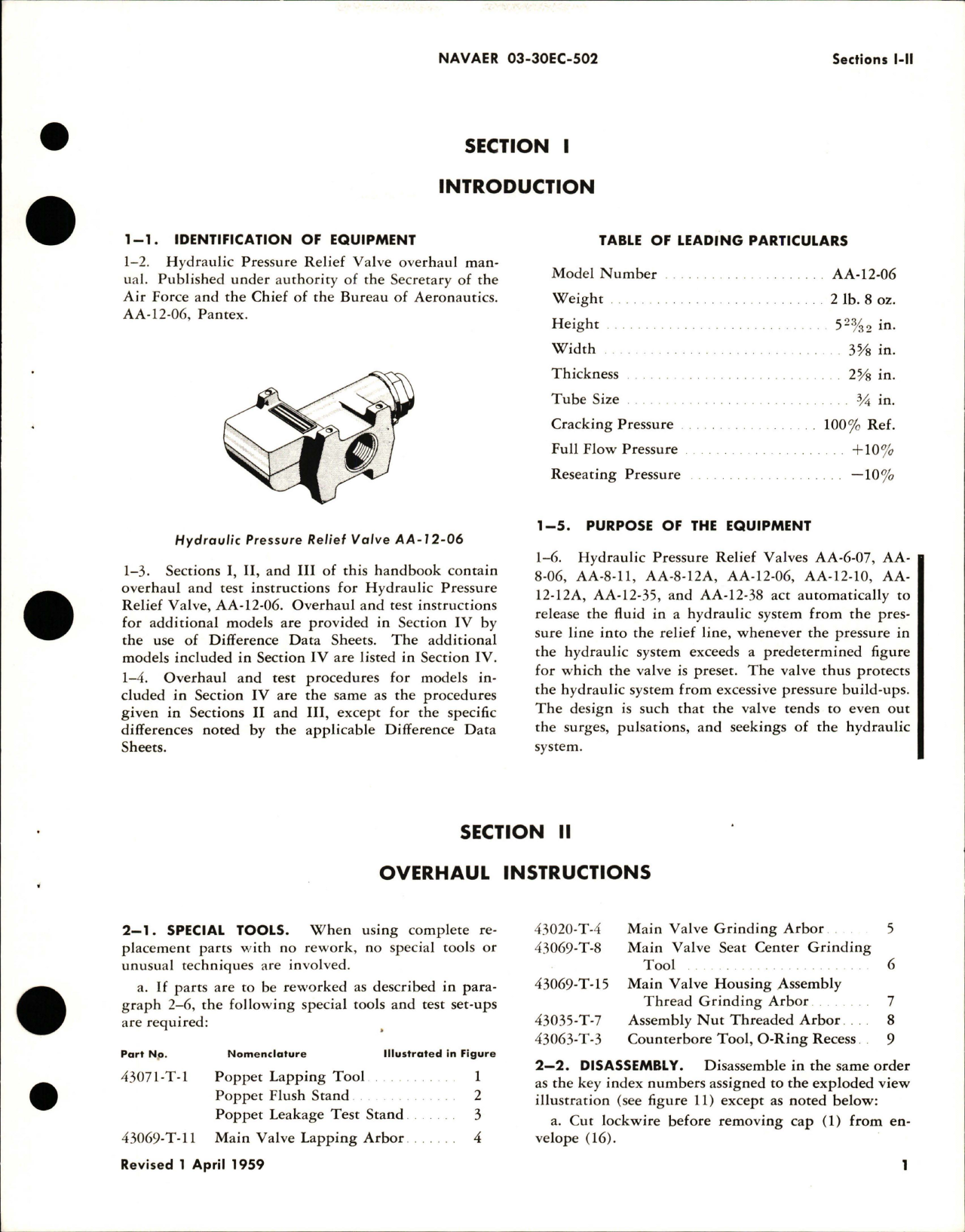 Sample page 5 from AirCorps Library document: Overhaul Instructions for Hydraulic Pressure Relief Valves