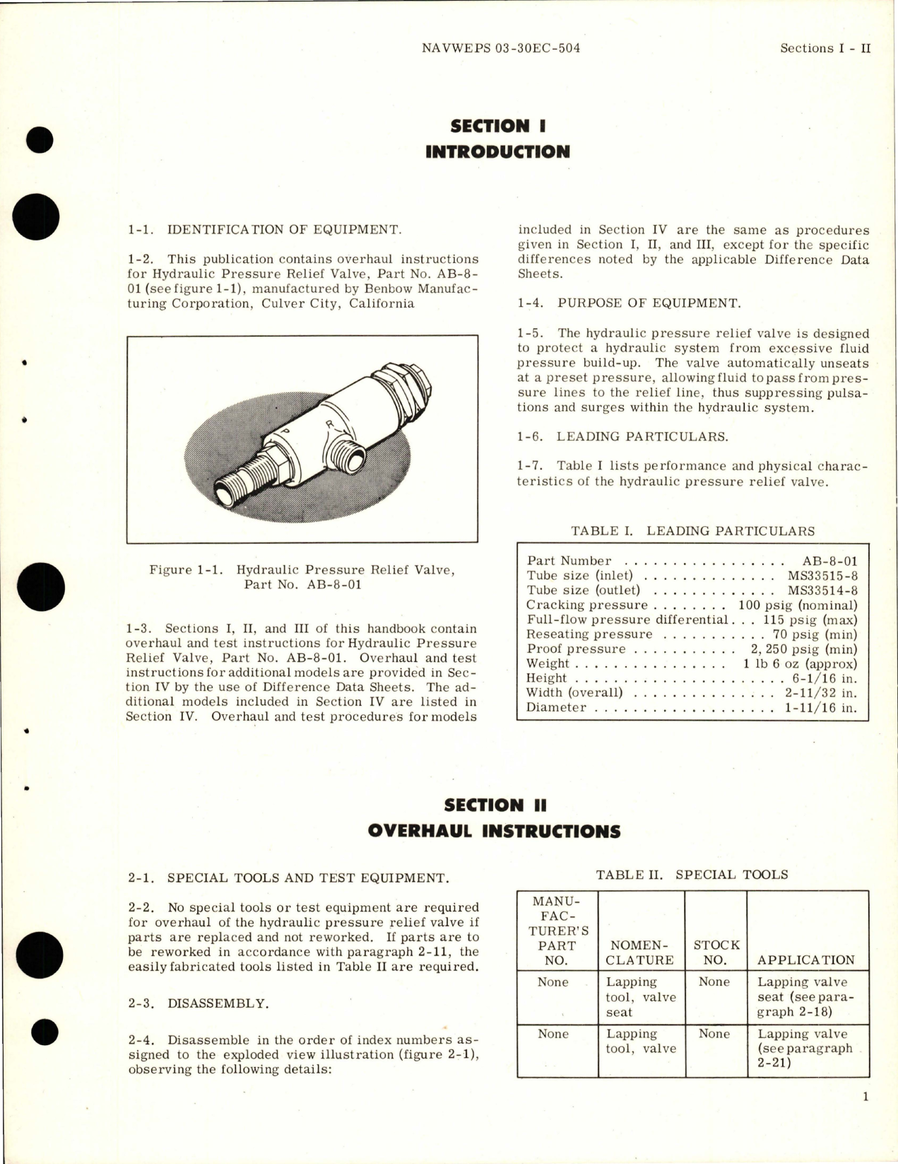 Sample page 5 from AirCorps Library document: Overhaul Instructions for Hydraulic Pressure Relief Valves - Parts AB-8-01, AB-8-02, AB-8-02A, AB-8-03, and AB-68-04