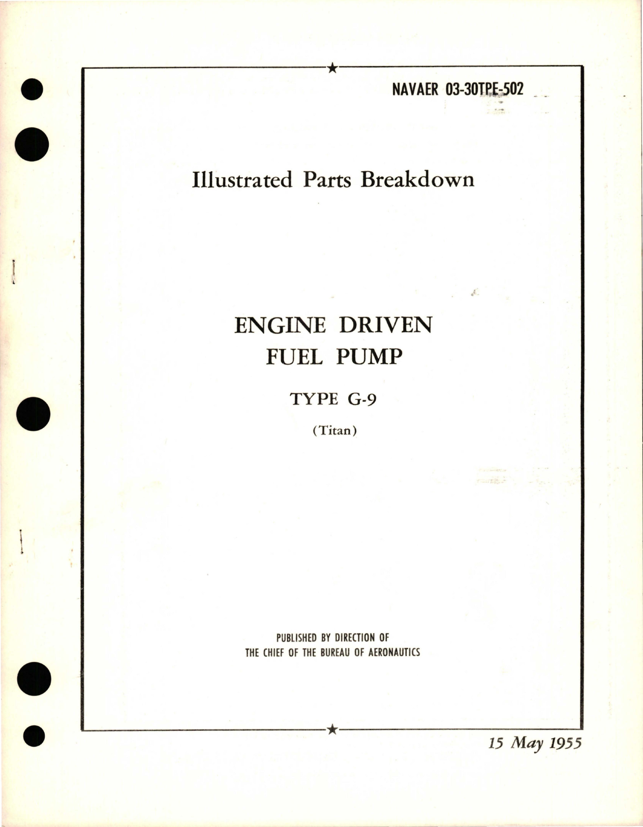 Sample page 1 from AirCorps Library document: Illustrated Parts Breakdown for Engine Driven Fuel Pump - Type G-9 