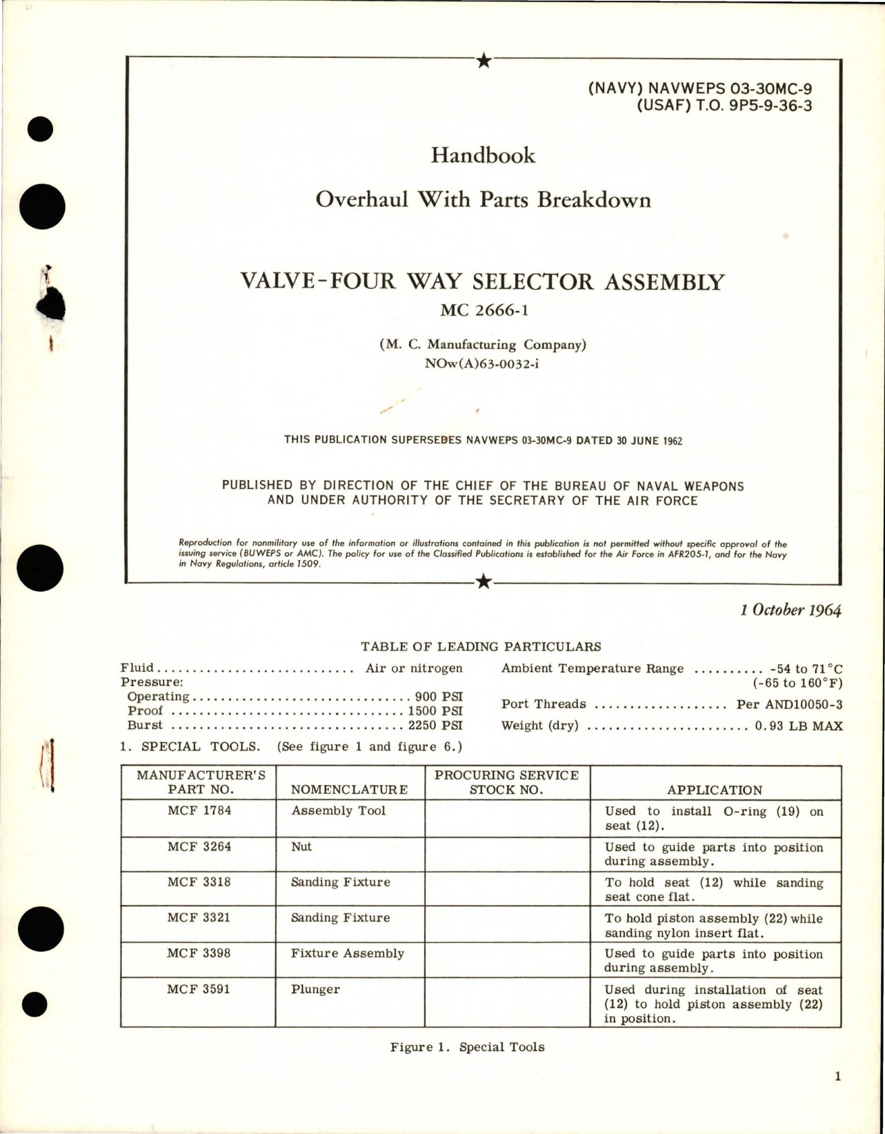 Sample page 1 from AirCorps Library document: Overhaul with Parts Breakdown for Four-Way Selector Assembly Valve - MC 2666-1