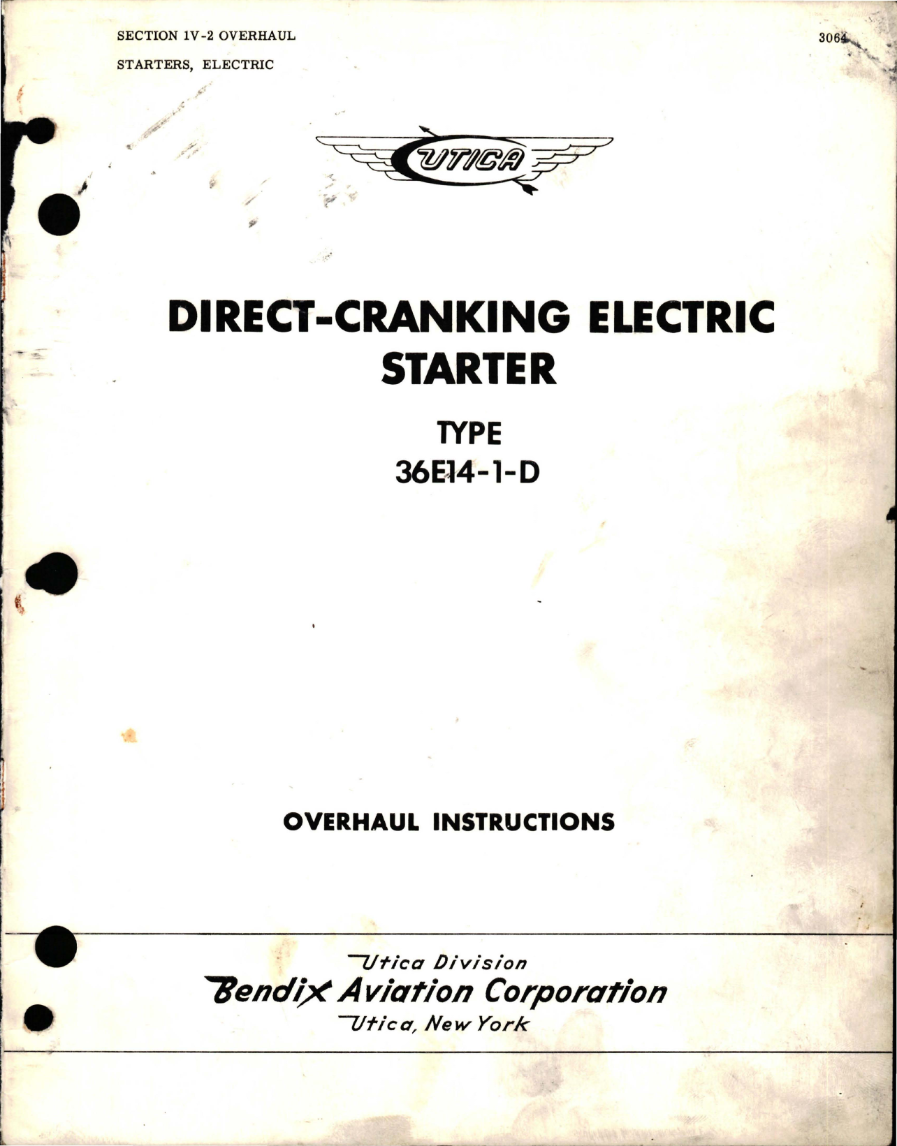 Sample page 1 from AirCorps Library document: Overhaul Instructions for Direct-Cranking Electric Starter - Type 36E14-1-D