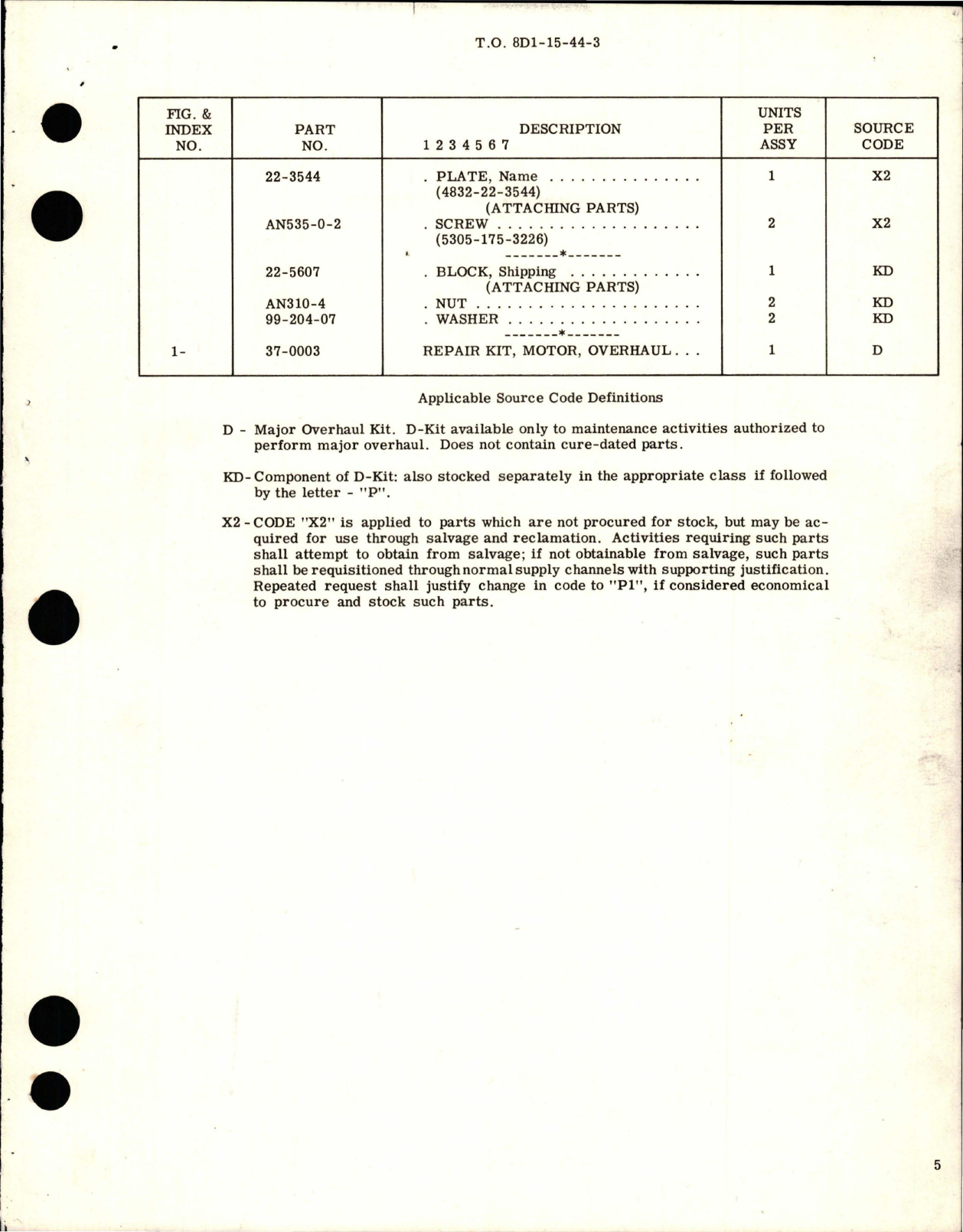 Sample page 5 from AirCorps Library document: Overhaul Instructions with Parts Breakdown for Electric Motor - Model 220083-030-01