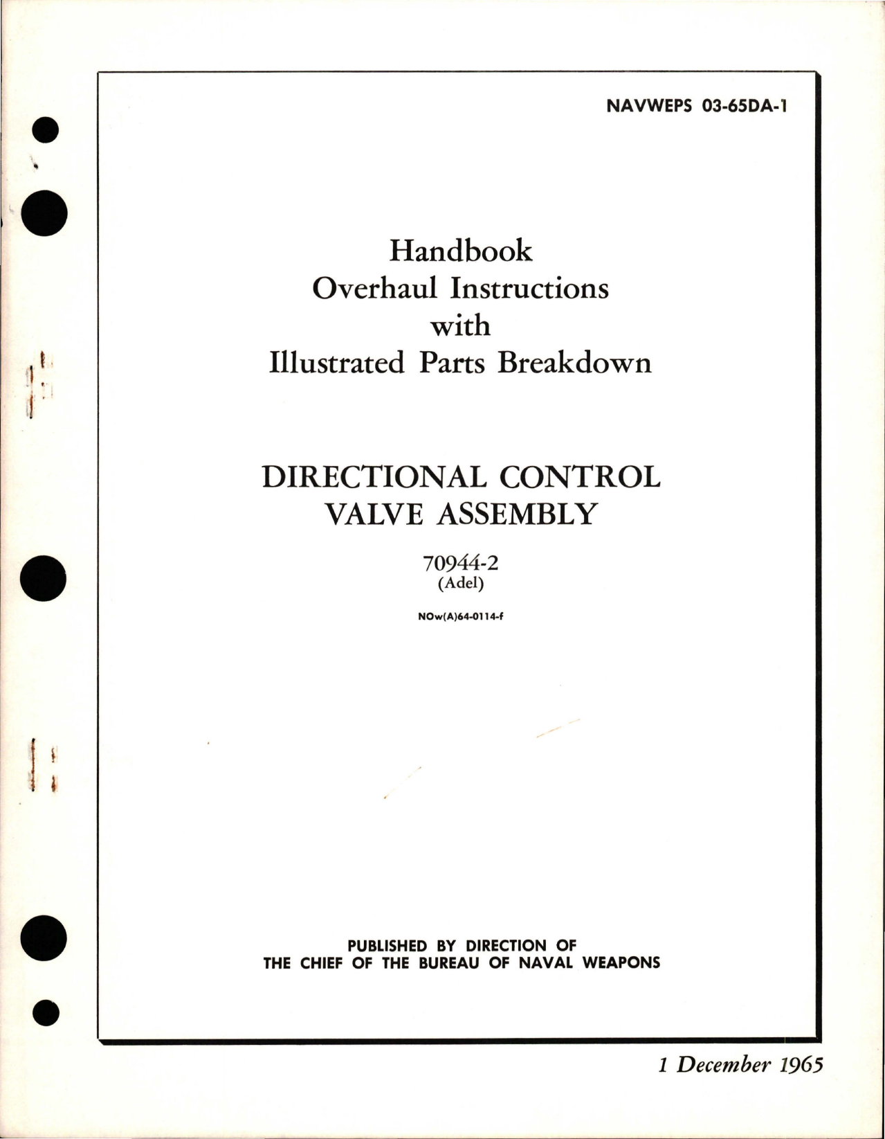 Sample page 1 from AirCorps Library document: Overhaul Instructions with Illustrated Parts for Directional Control Valve Assembly - 70944-2