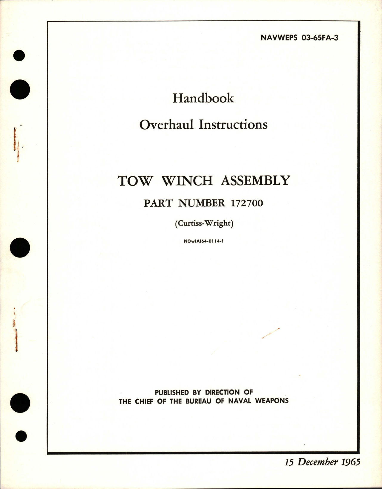 Sample page 1 from AirCorps Library document: Overhaul Instructions for Tow Winch Assembly - Part 172700