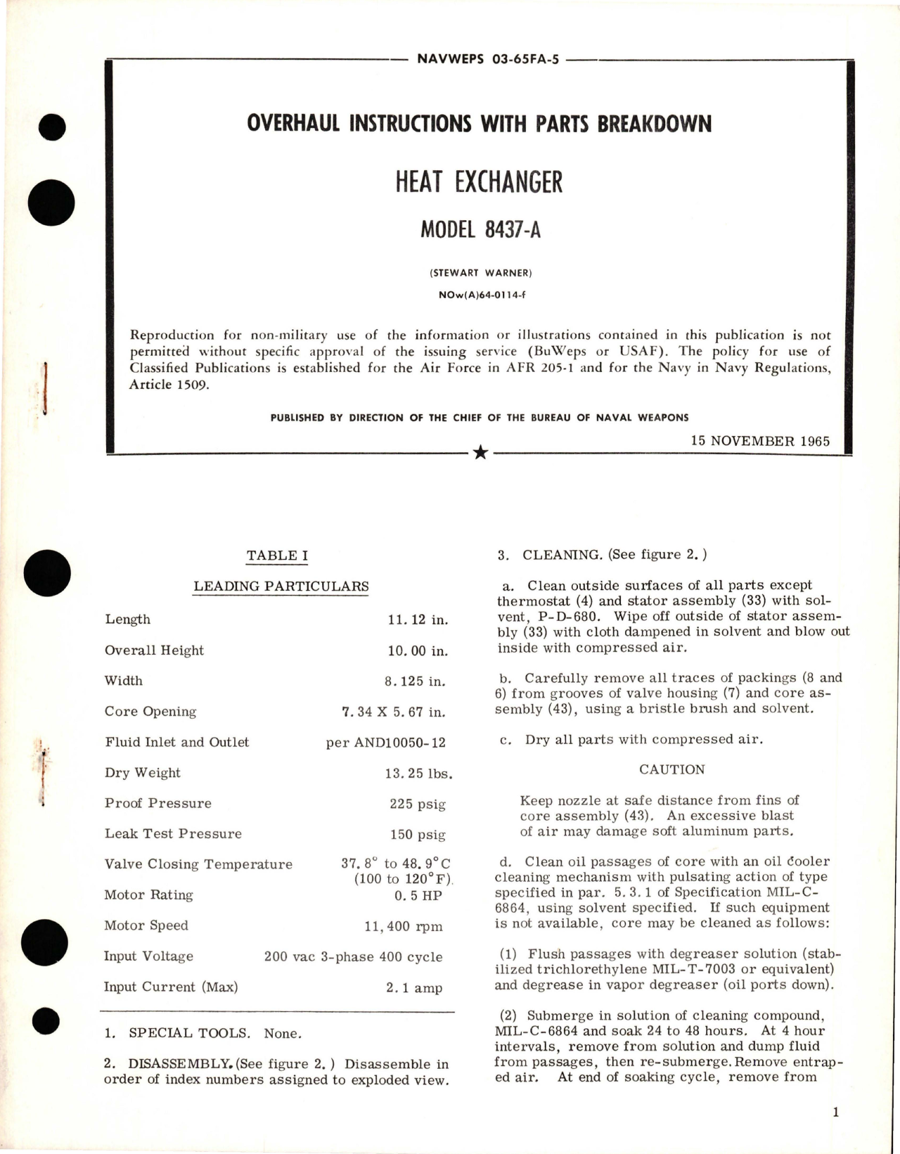 Sample page 1 from AirCorps Library document: Overhaul Instructions with Parts Breakdown for Heat Exchanger - Model 8437-A