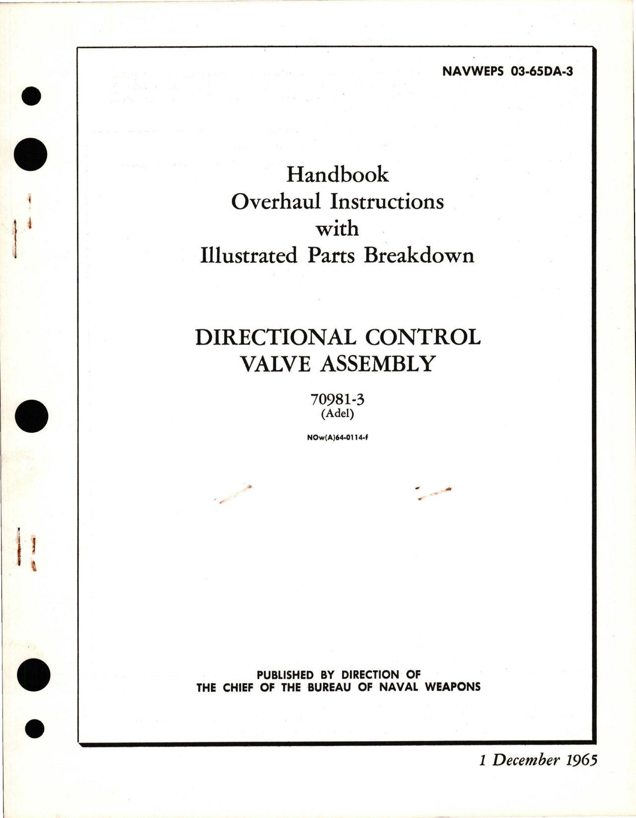 Sample page 1 from AirCorps Library document: Overhaul Instructions with Illustrated Parts Breakdown for Directional Control Valve Assembly - 70981-3
