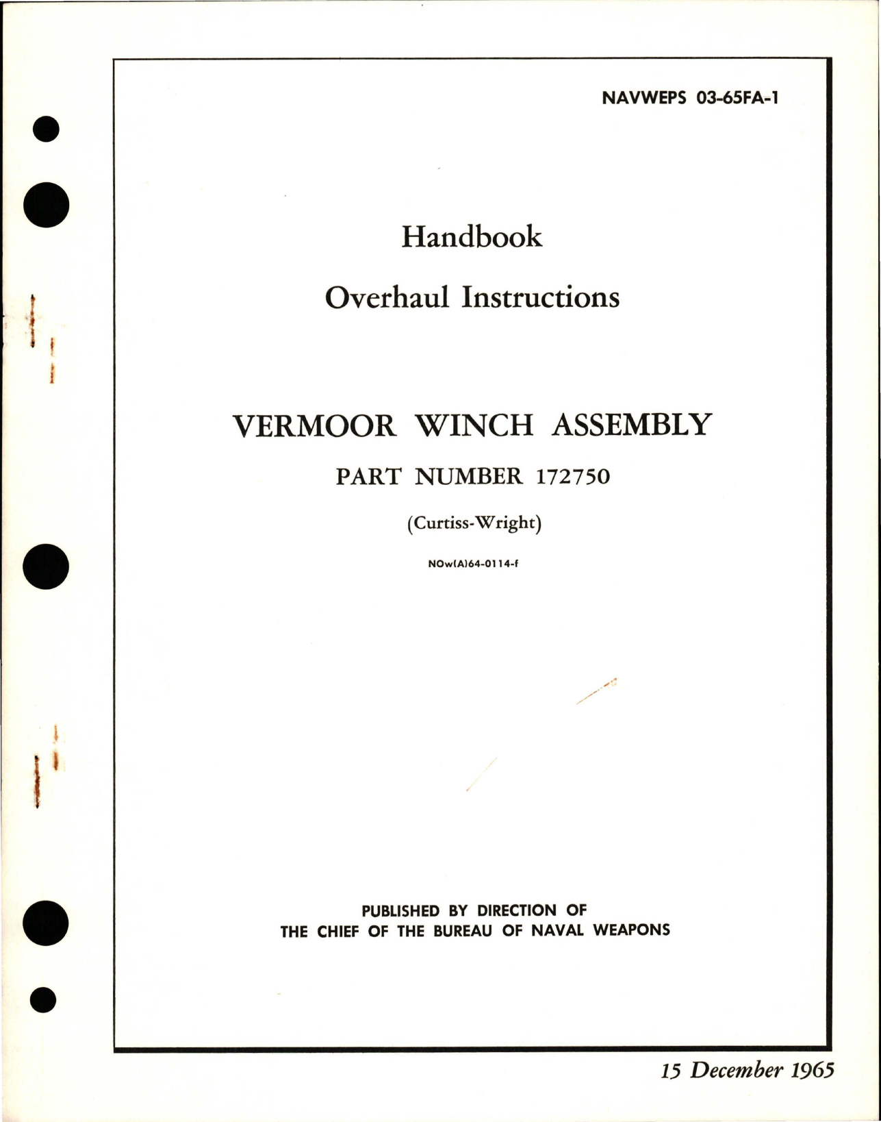 Sample page 1 from AirCorps Library document: Overhaul Instructions for Vermoor Winch Assembly - Part 172750