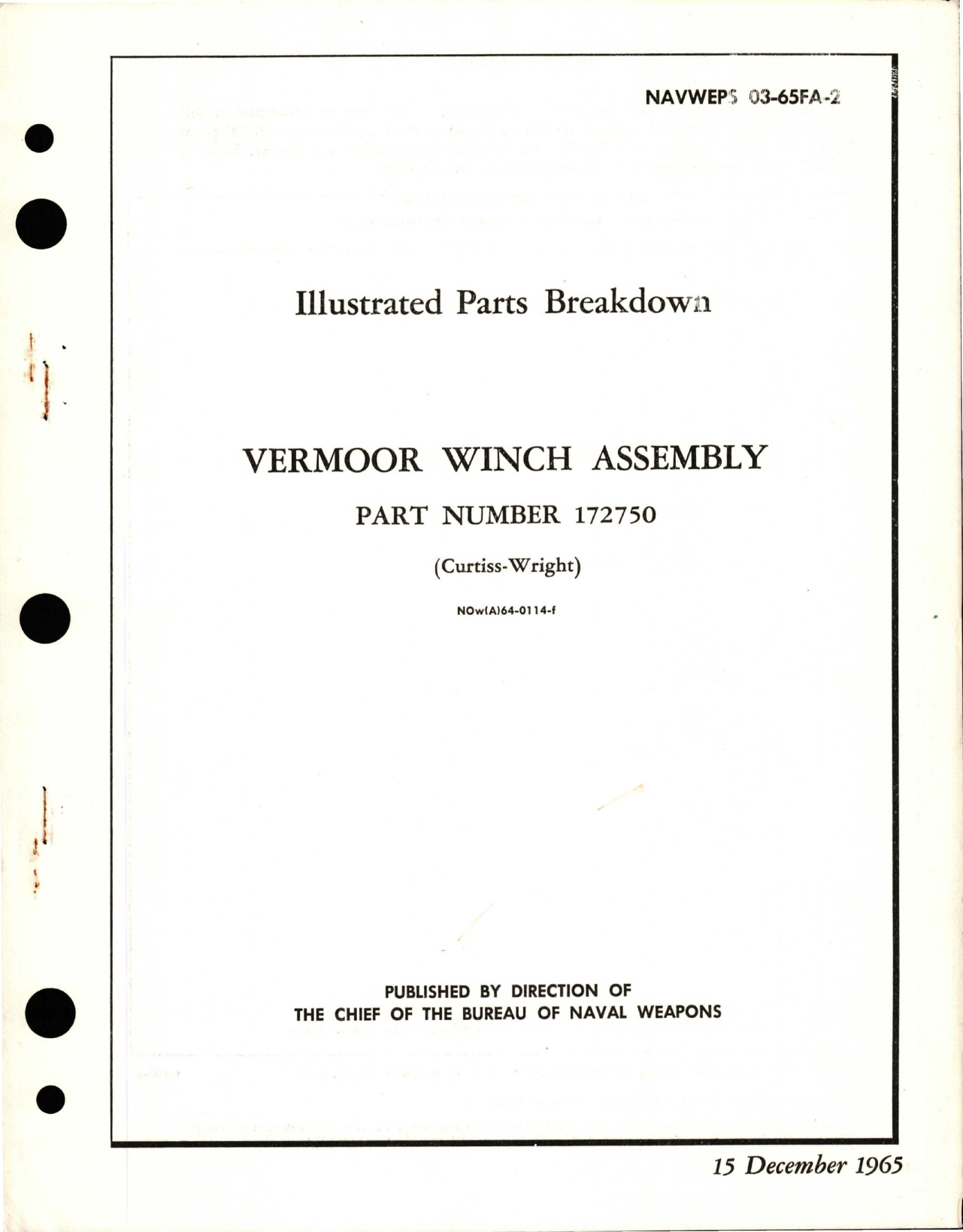Sample page 1 from AirCorps Library document: Illustrated Parts Breakdown for Vermoor Winch Assembly - Part 172750