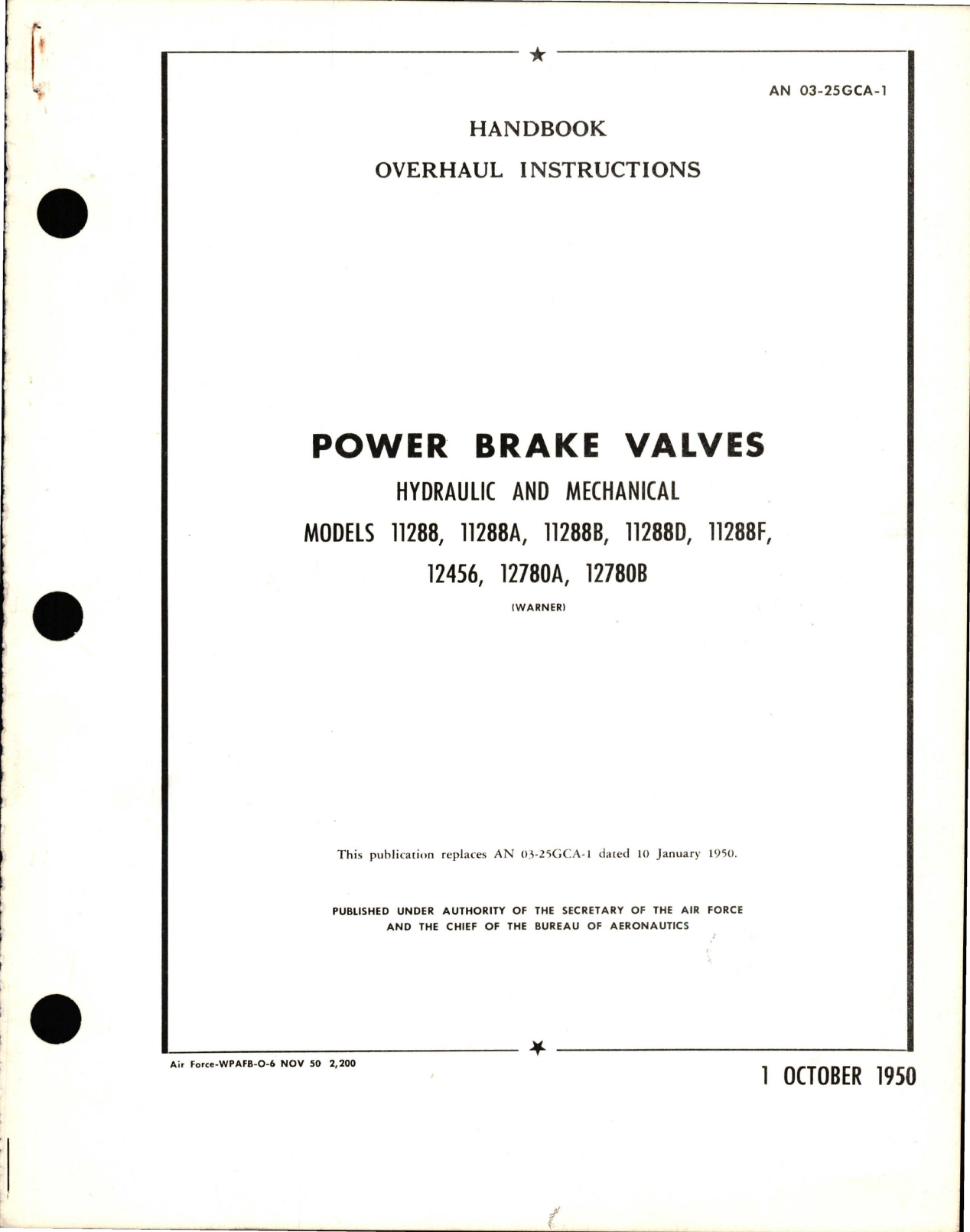 Sample page 1 from AirCorps Library document: Overhaul Instructions for Power Brake Valves - Hydraulic and Mechanical