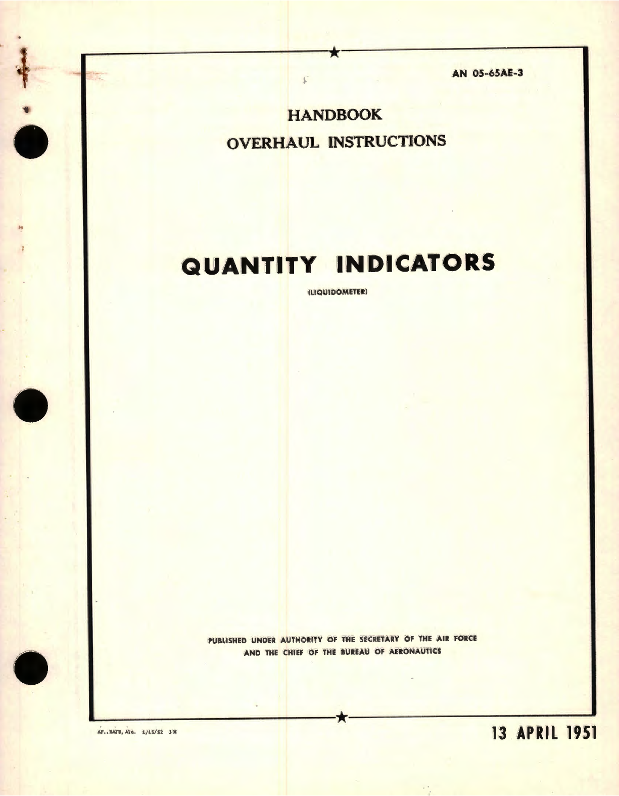 Sample page 1 from AirCorps Library document: Overhaul Instructions for Liquidometer Quantity Indicators