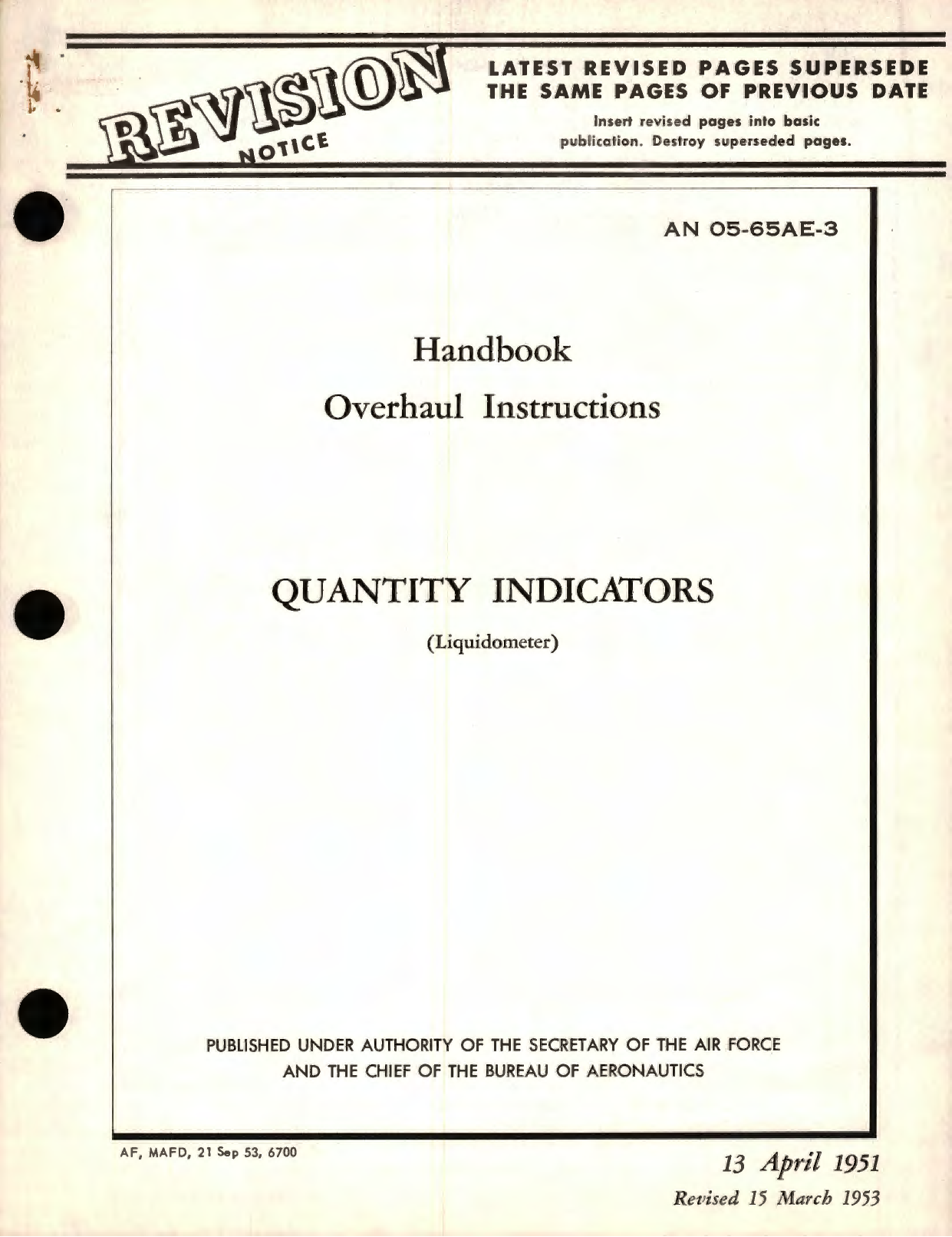 Sample page 1 from AirCorps Library document: Overhaul Instructions for Liquidometer Quantity Indicators