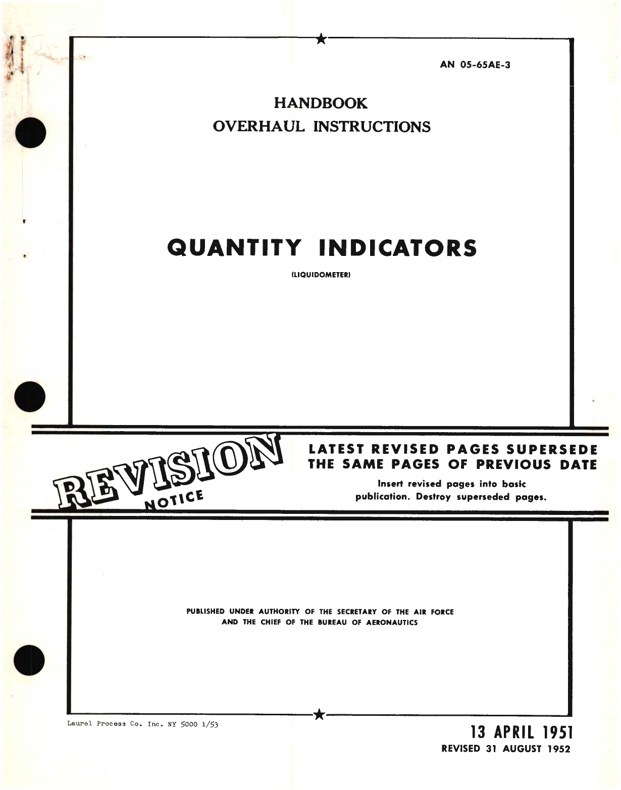 Sample page 1 from AirCorps Library document: Overhaul Instructions for Liquidometer Quantity Indicators 