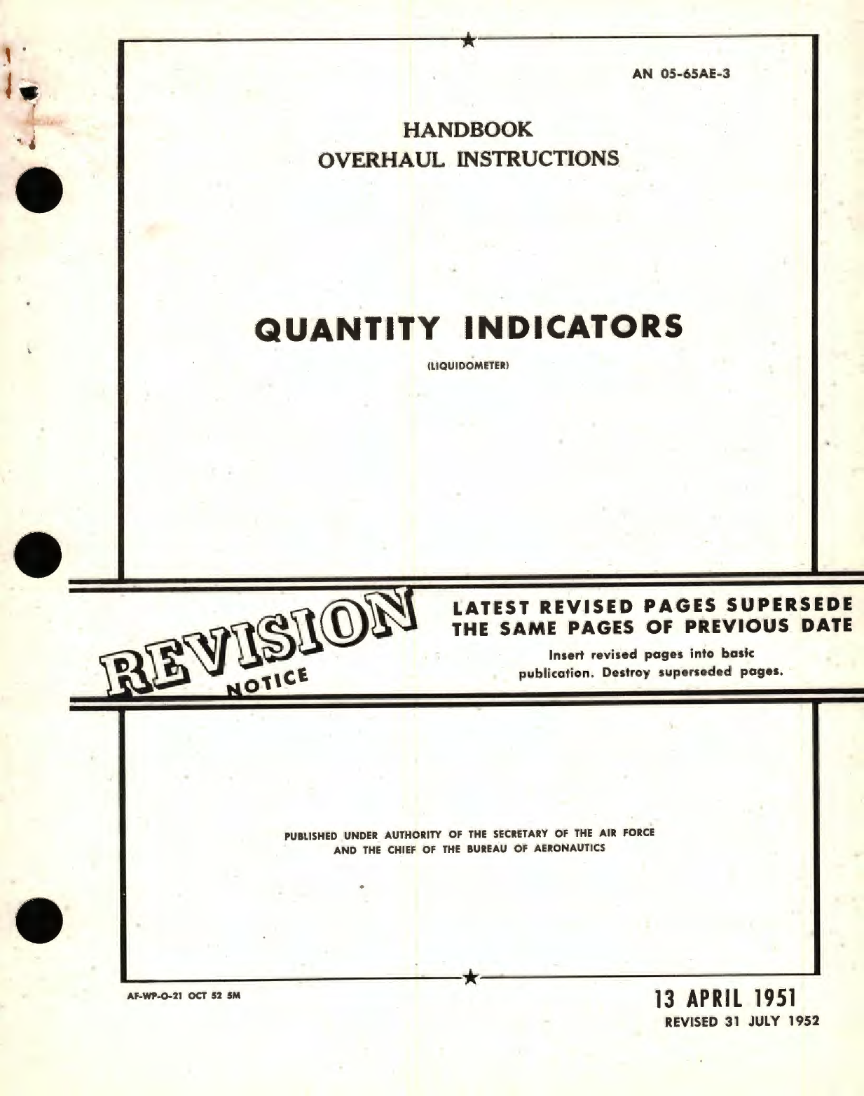 Sample page 1 from AirCorps Library document: Overhaul Instructions for Liquidometer Quantity Indicators 