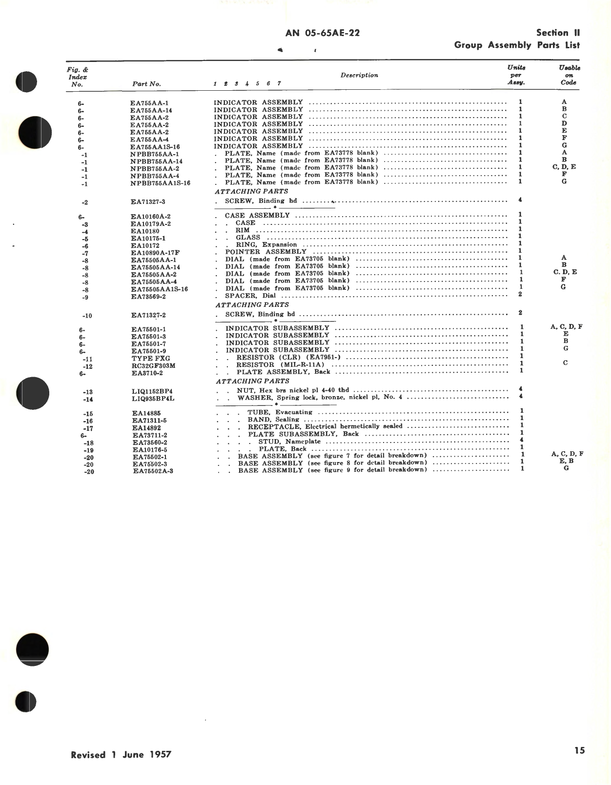 Sample page 7 from AirCorps Library document: Illustrated Parts Breakdown for Capacitor Fuel Quantity Gage Indicator Part No. EA737AA, EA737BB, EA755AA