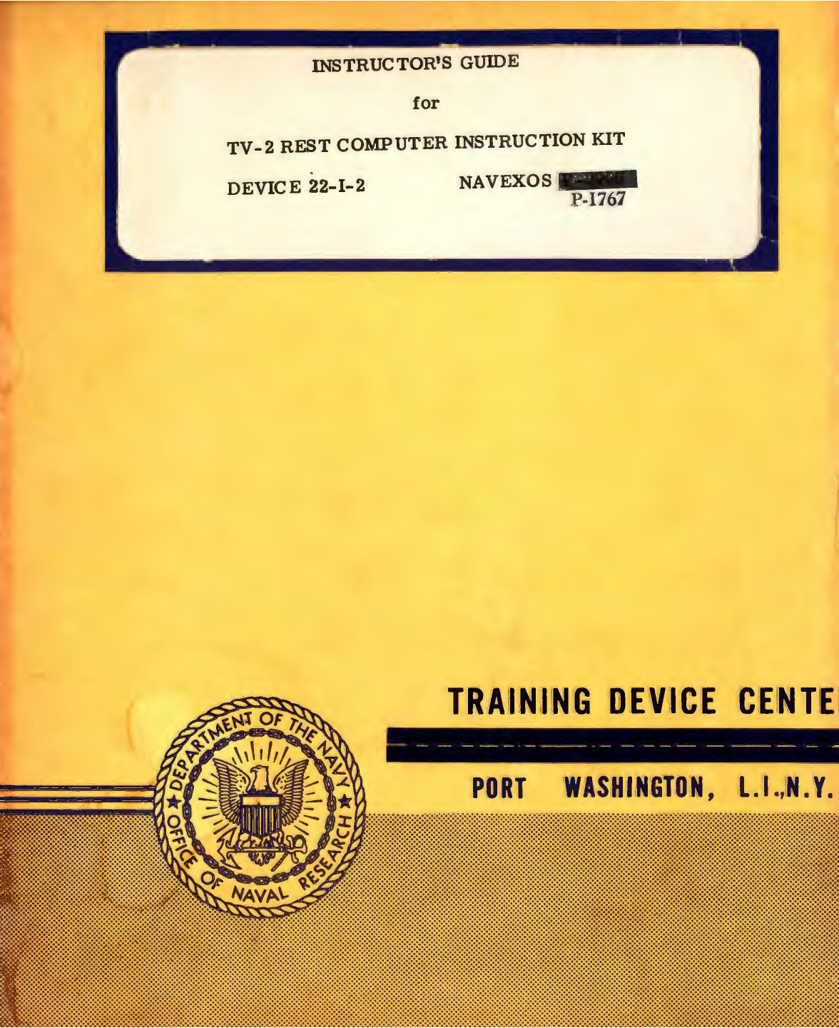 Sample page 1 from AirCorps Library document: Instructor's Guide for TV-2 Rest Computer Instruction Kit 