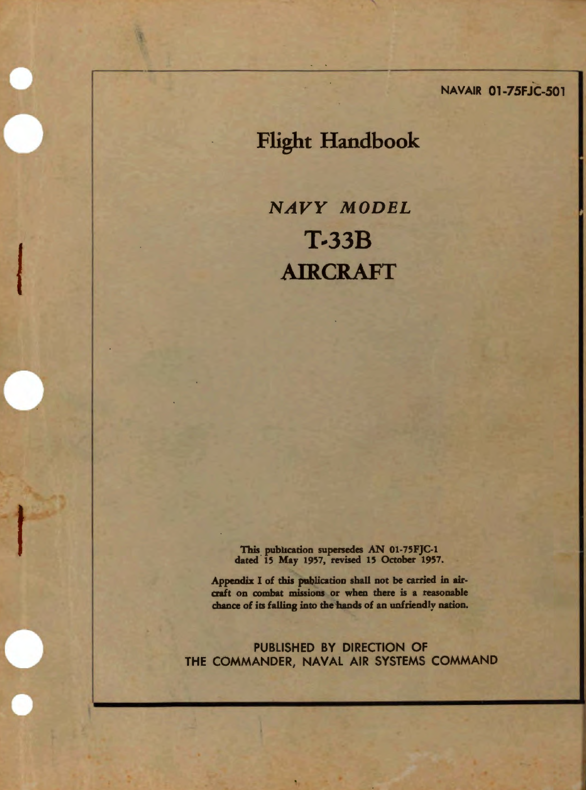 Sample page 1 from AirCorps Library document: Flight Handbook for T-33B