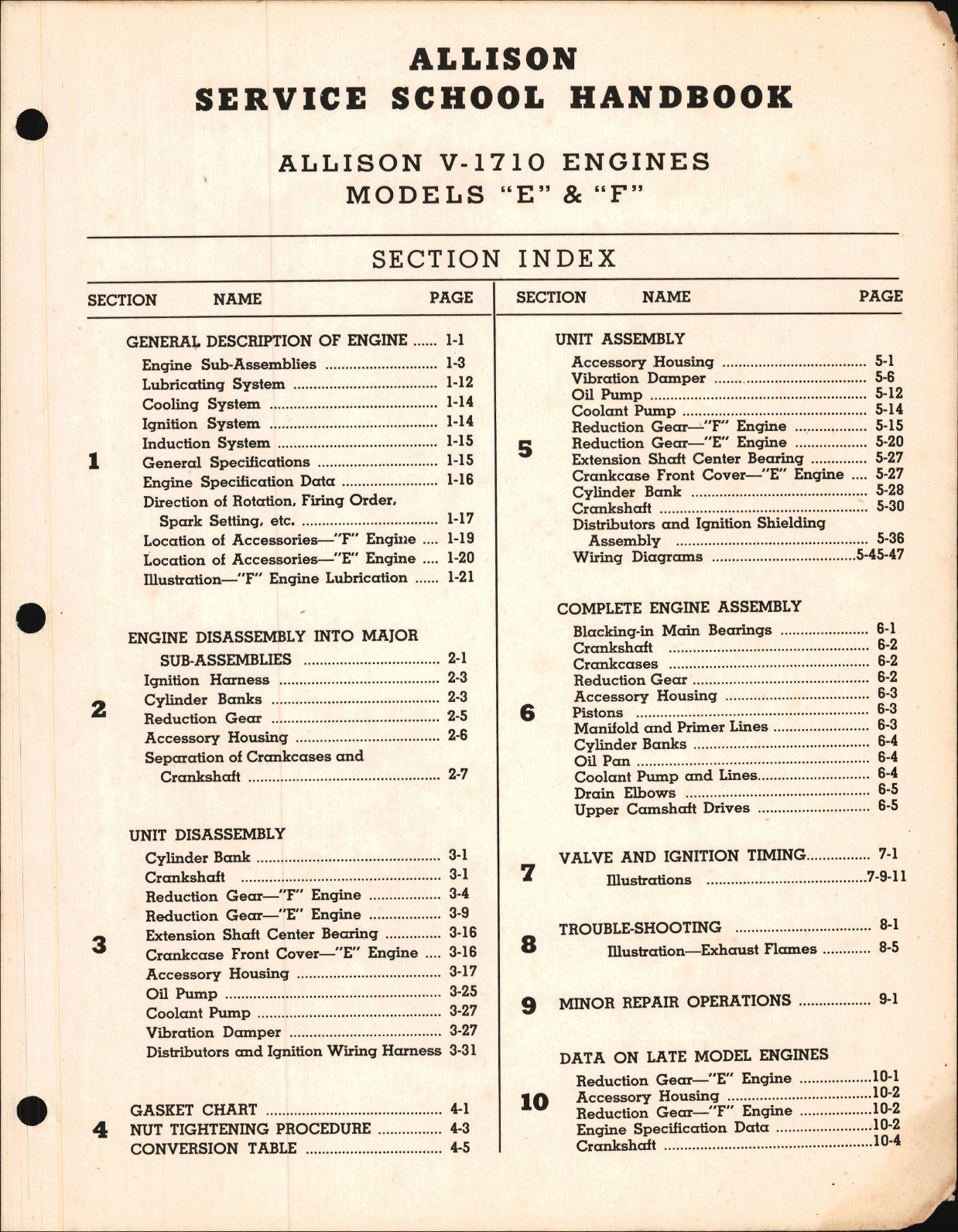 Sample page 5 from AirCorps Library document: Allison Service School Handbook for V-1710 Models E and F 