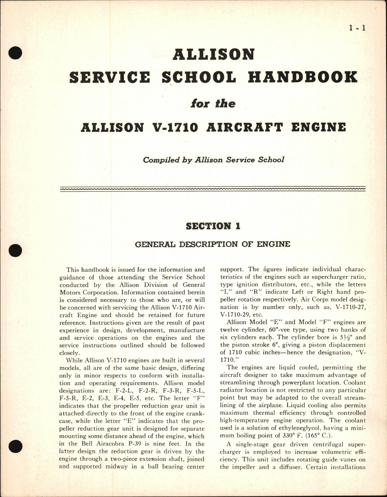 Sample page 7 from AirCorps Library document: Allison Service School Handbook for V-1710 E and F