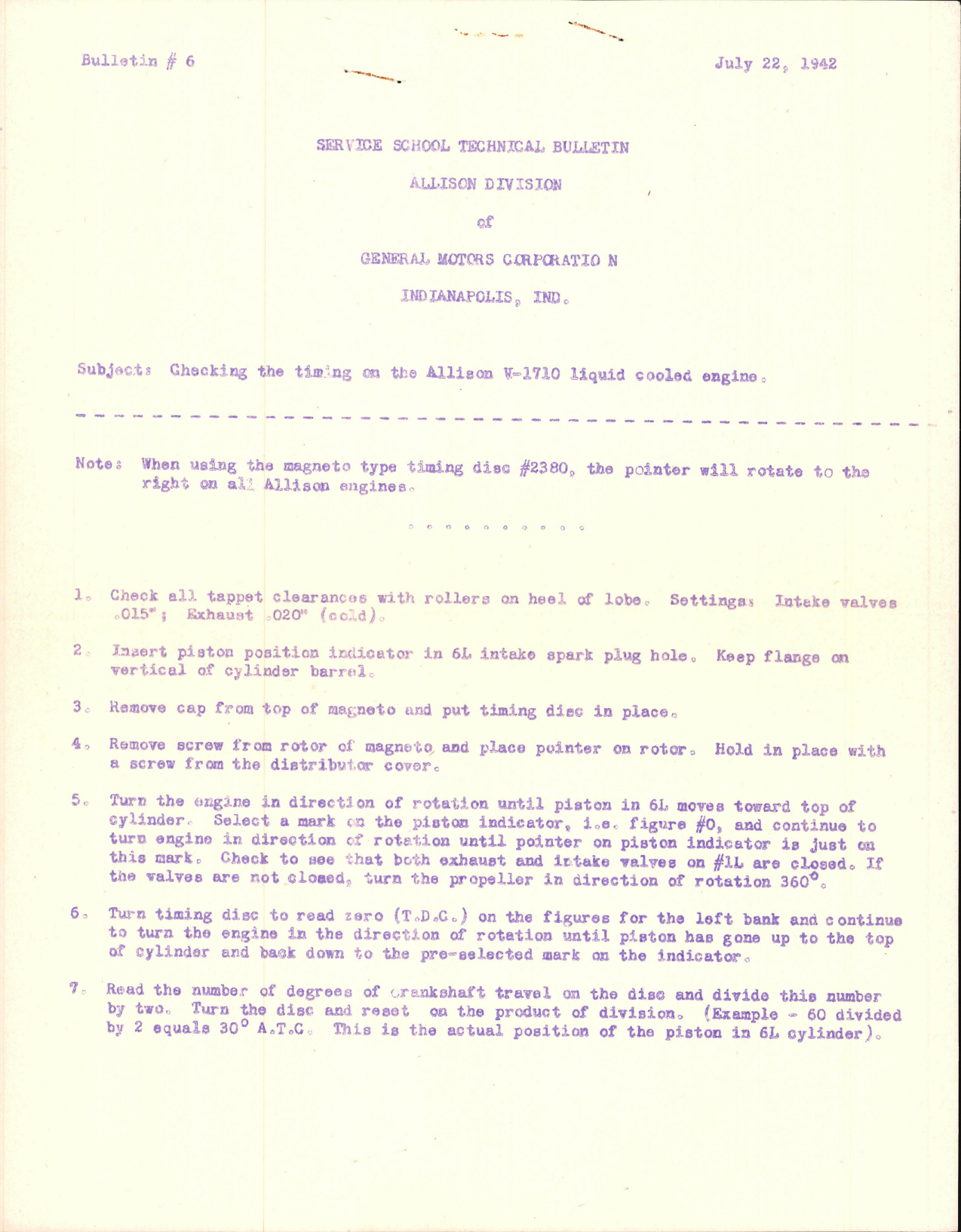 Sample page 1 from AirCorps Library document: Checking the Timing on V-1710 Liquid Cooled Engines